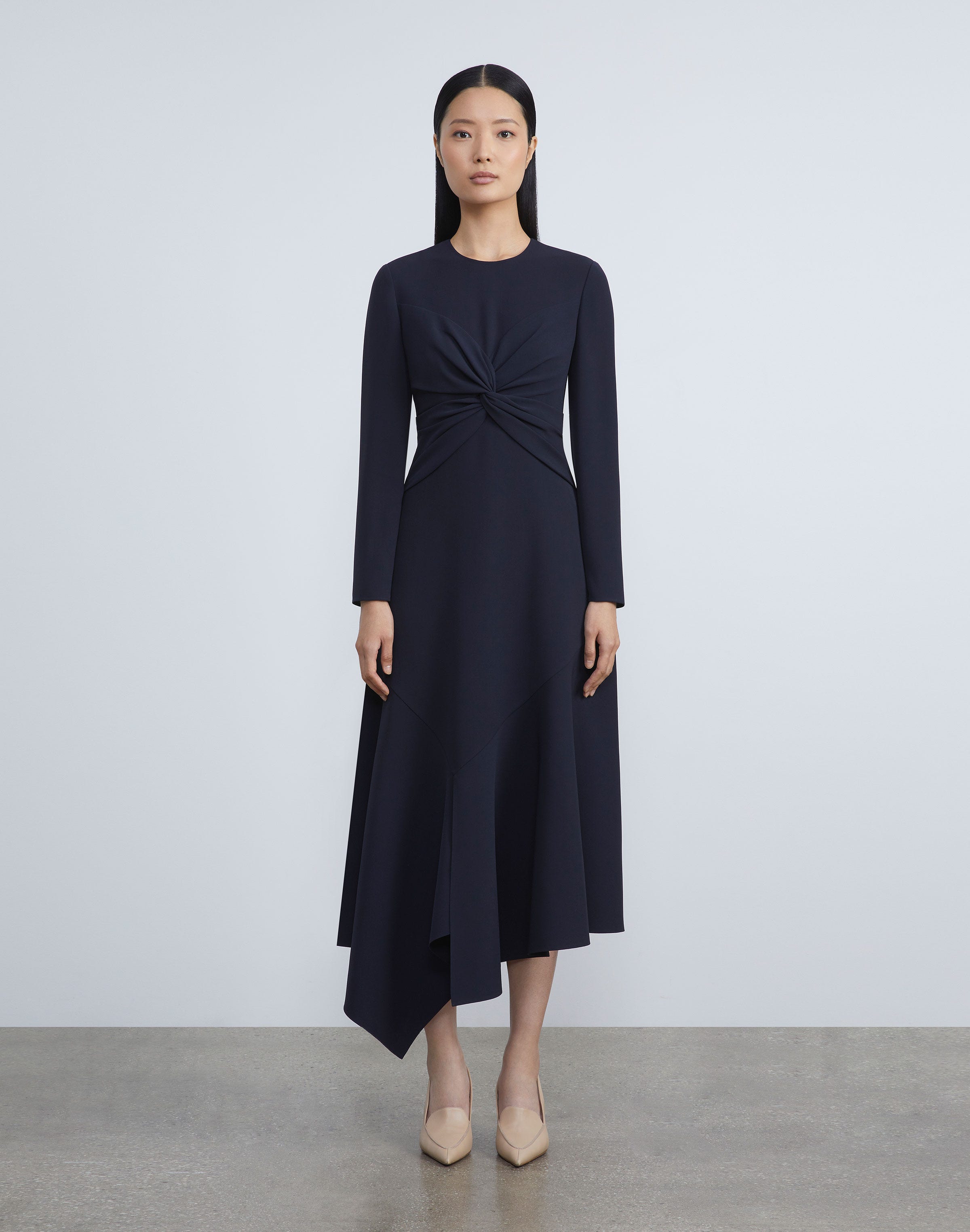 Lafayette 148 Finesse Crepe Twisted Front Dress In Blue | ModeSens Lafayette 148 Finesse Crepe Twisted Front Dress In Blue | ModeSens
