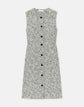 Petite Linen-Cotton Bouclé Tweed Buttoned Dress