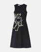 Hand-Beaded Rose Wool-Silk Crepe Sleeveless Dress