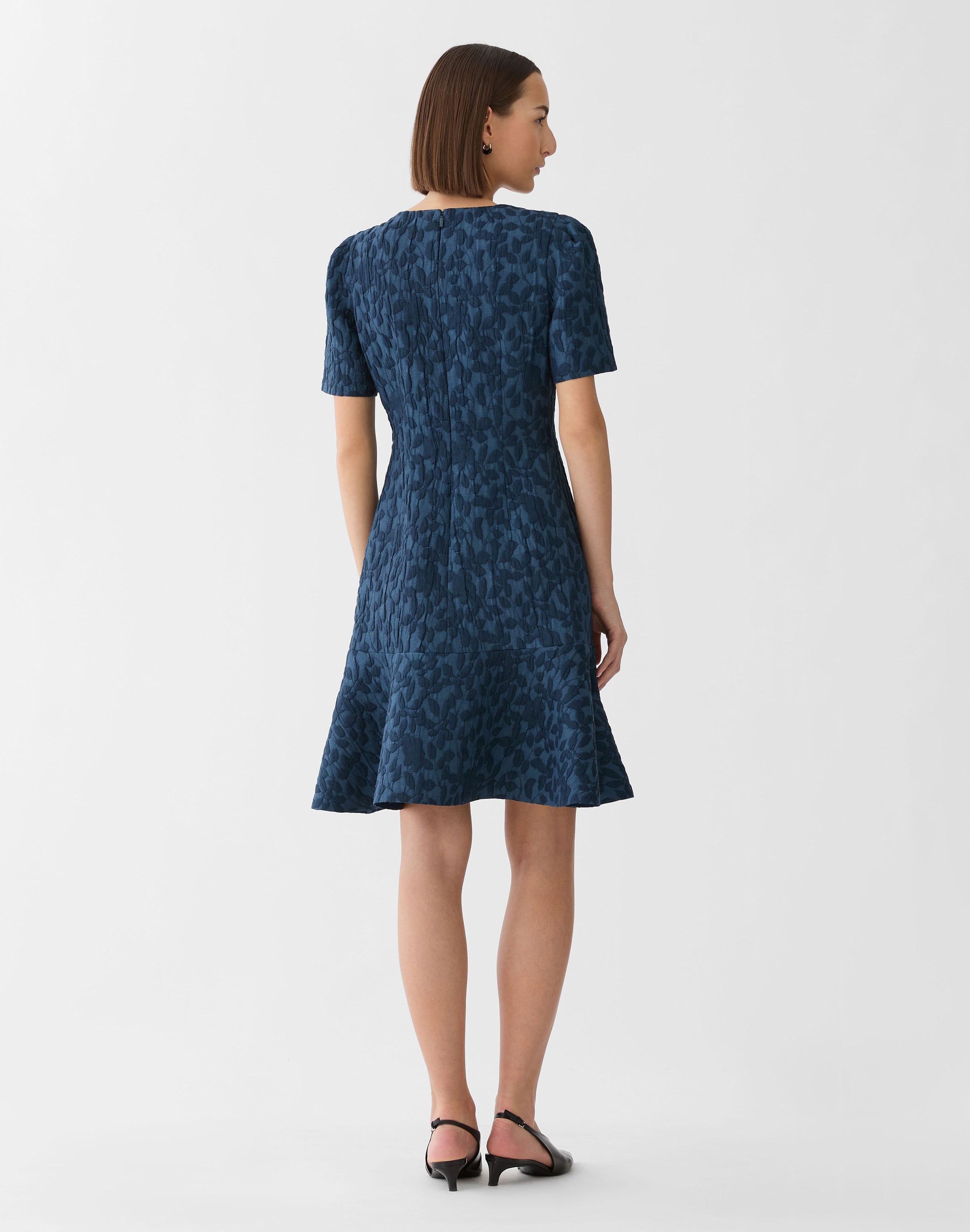 Rose Cloqué Jacquard Peplum Dress
