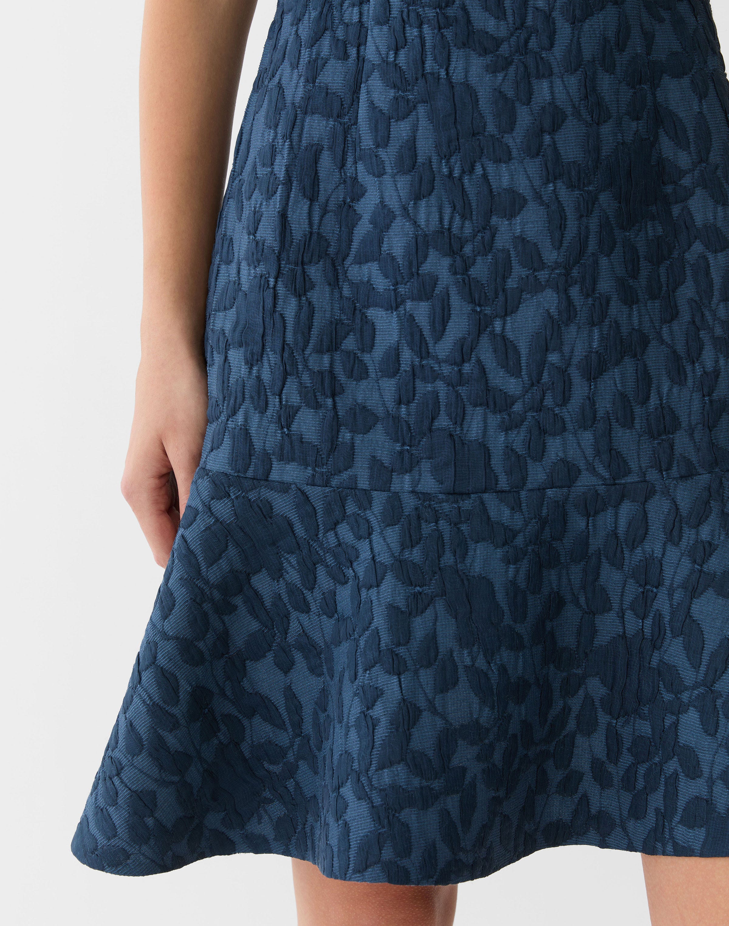 Rose Cloqué Jacquard Peplum Dress