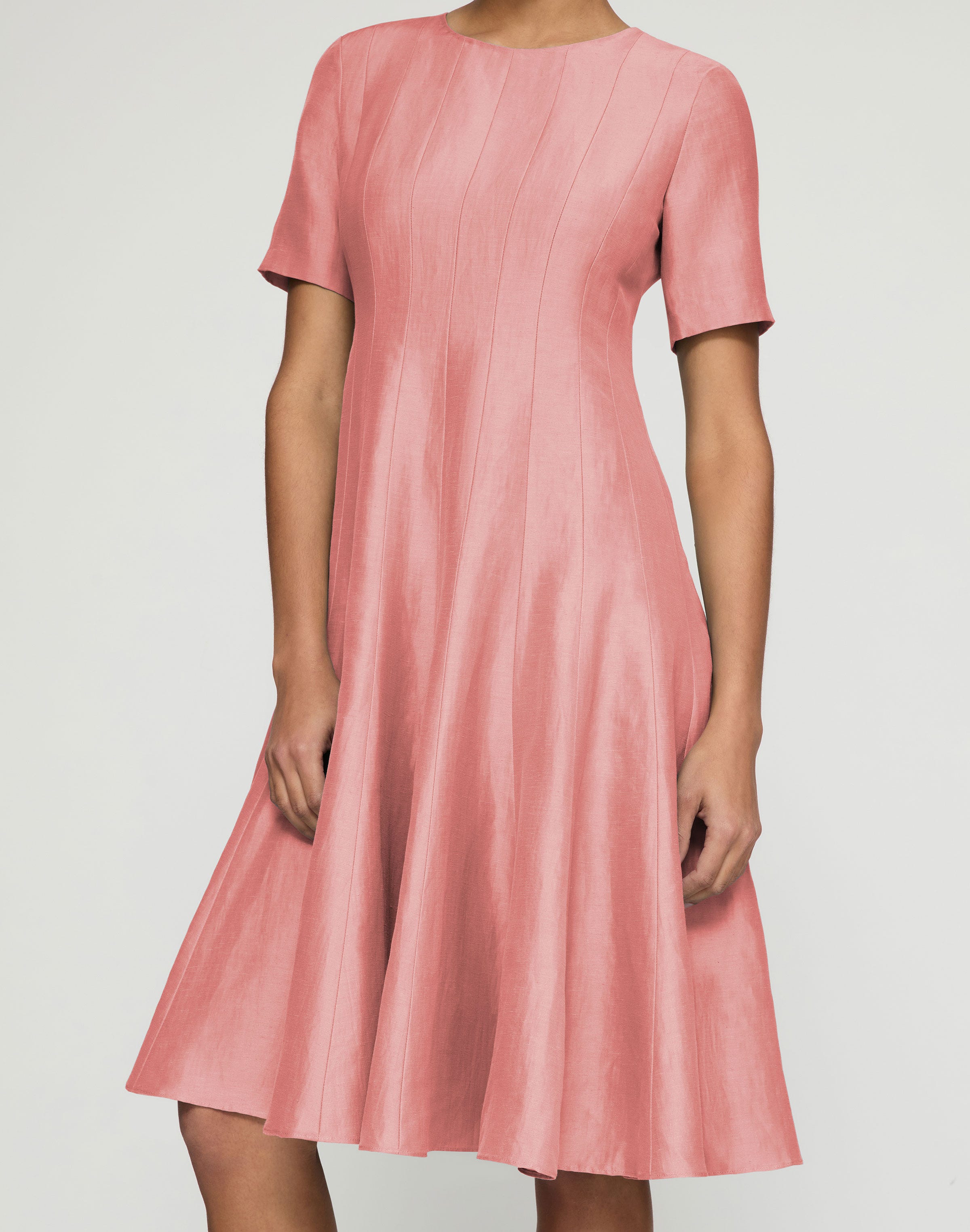 Linen-Viscose  Fit & Flare Midi Dress