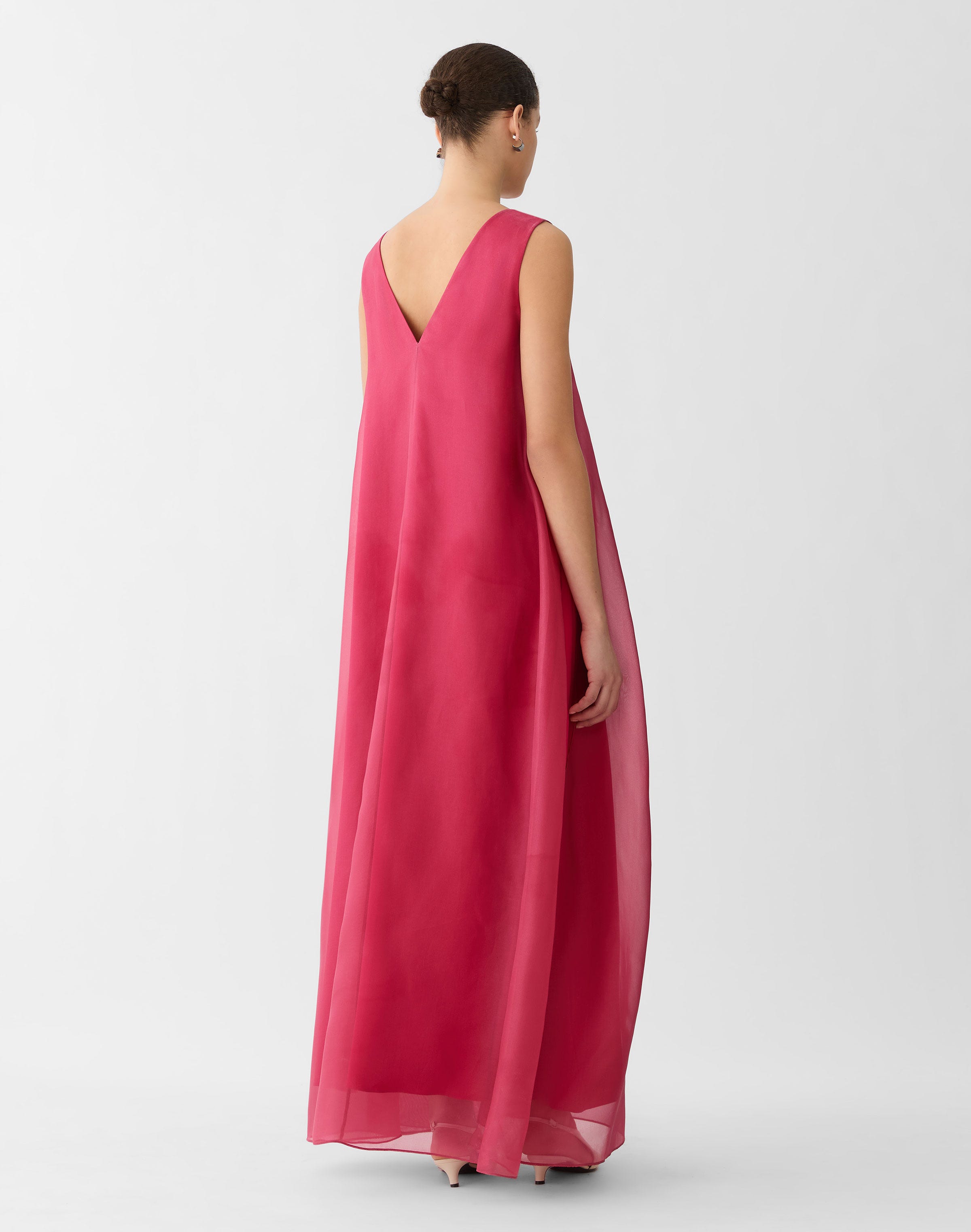 Plus-Size Silk Organza Overlay V-Neck Gown
