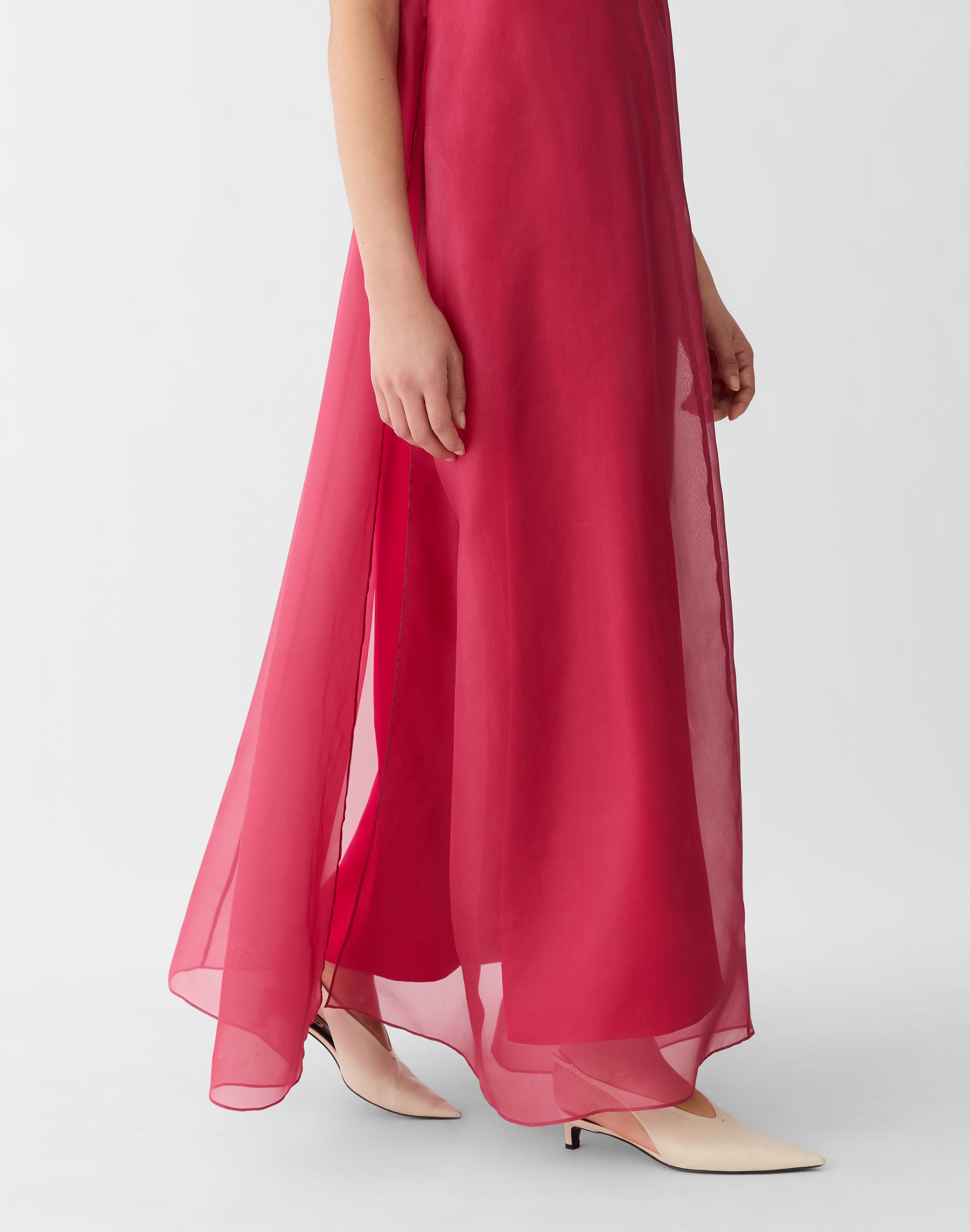 Plus-Size Silk Organza Overlay V-Neck Gown