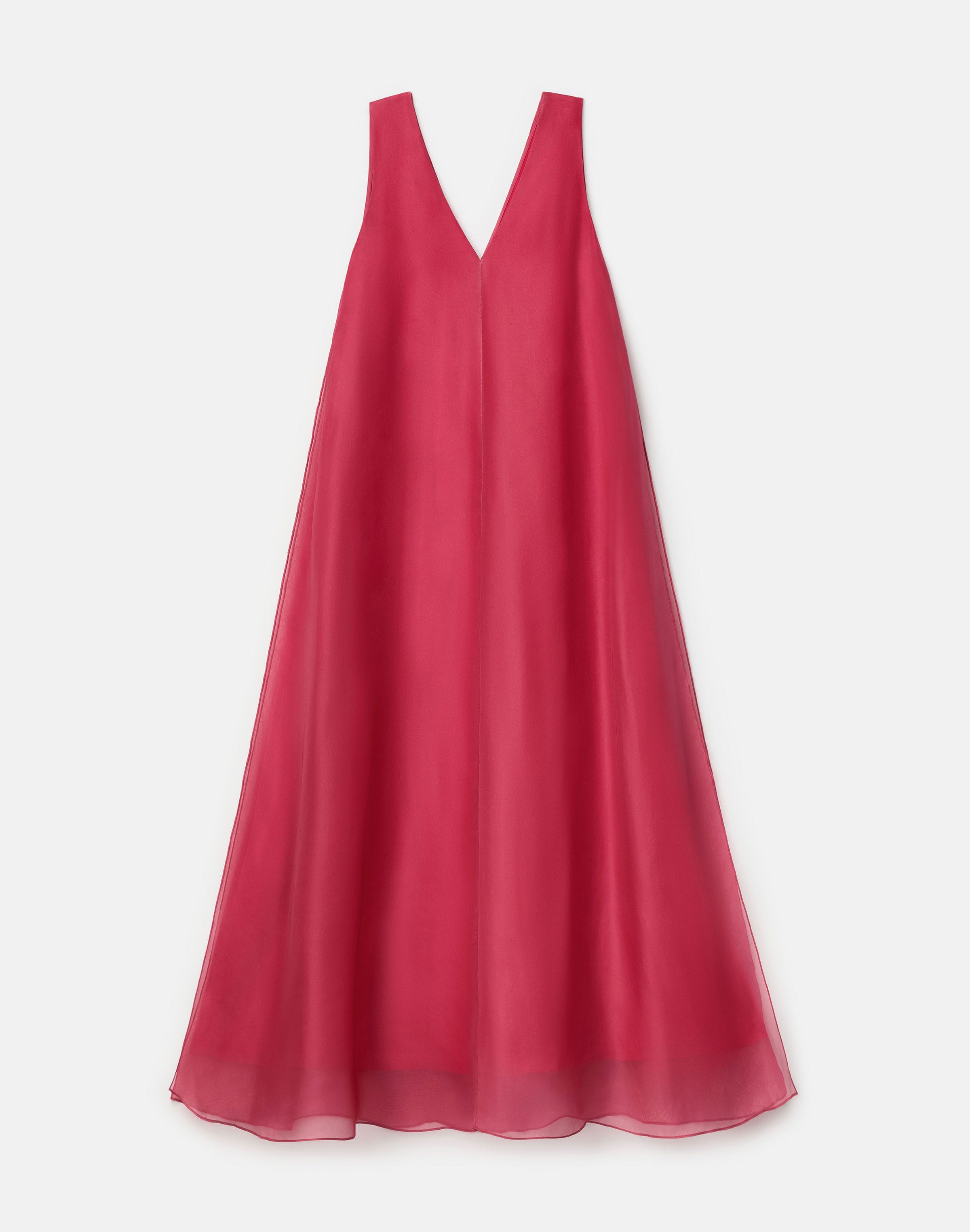 Plus-Size Silk Organza Overlay V-Neck Gown