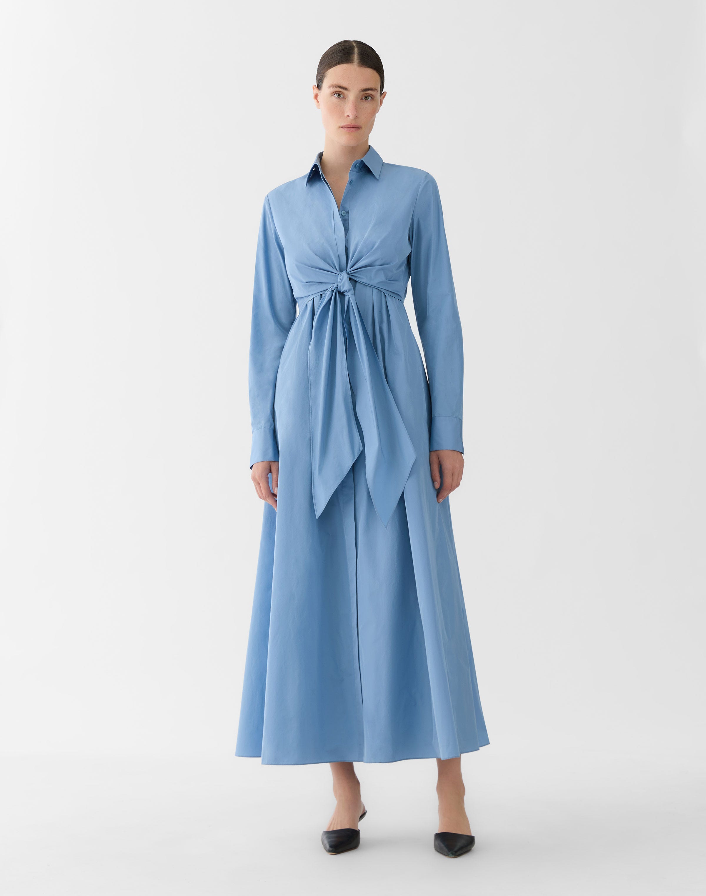 Plus-Size Taffeta Maxi Wrap Shirtdress