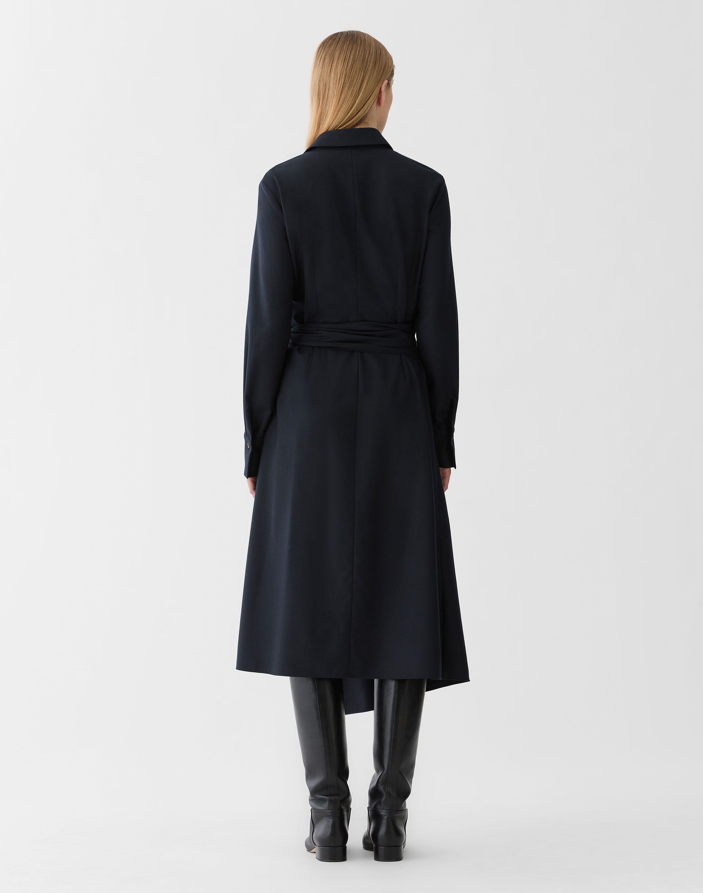 Petite Responsible Brushed Wool Wrap Shirtdress