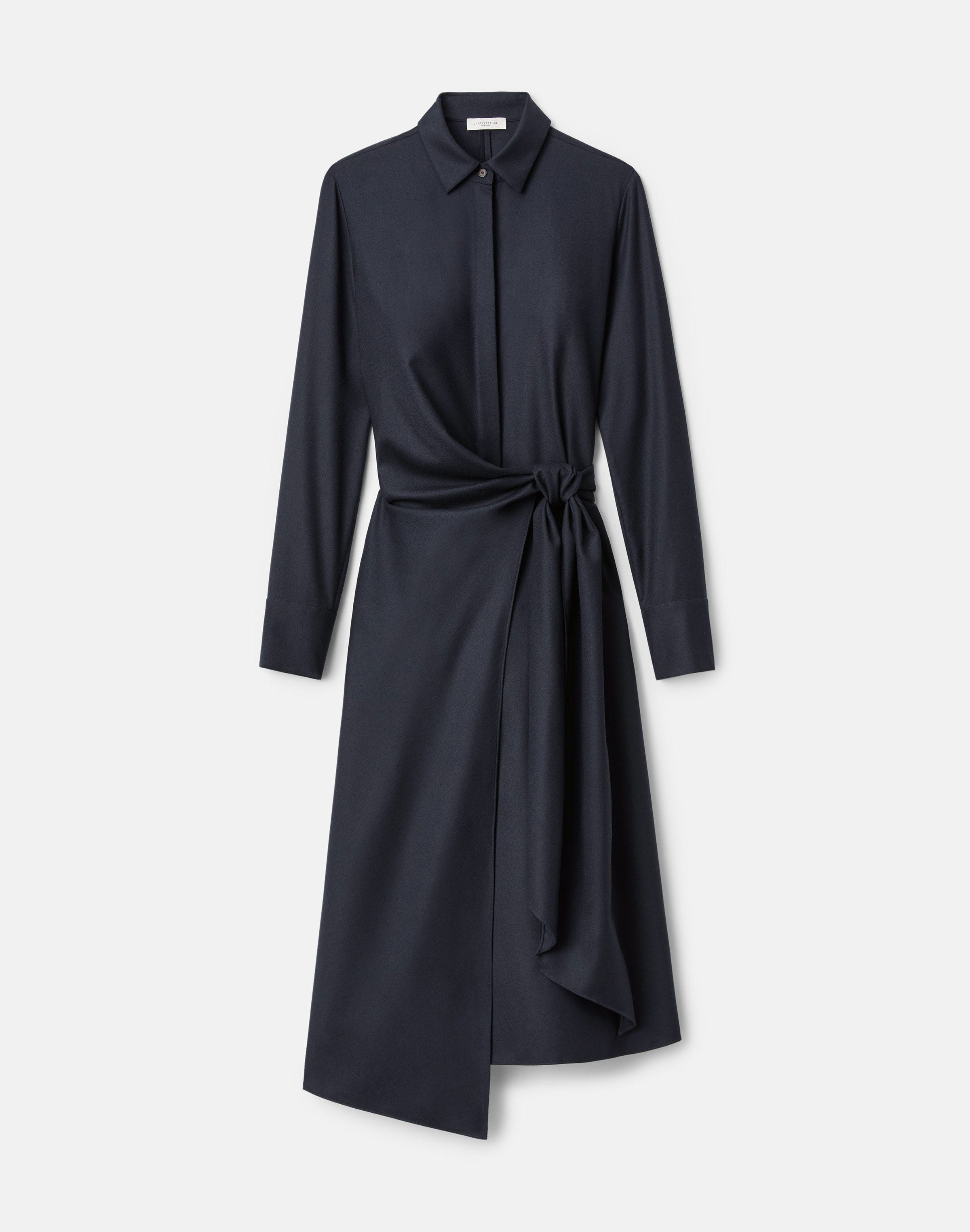 Petite Responsible Brushed Wool Wrap Shirtdress