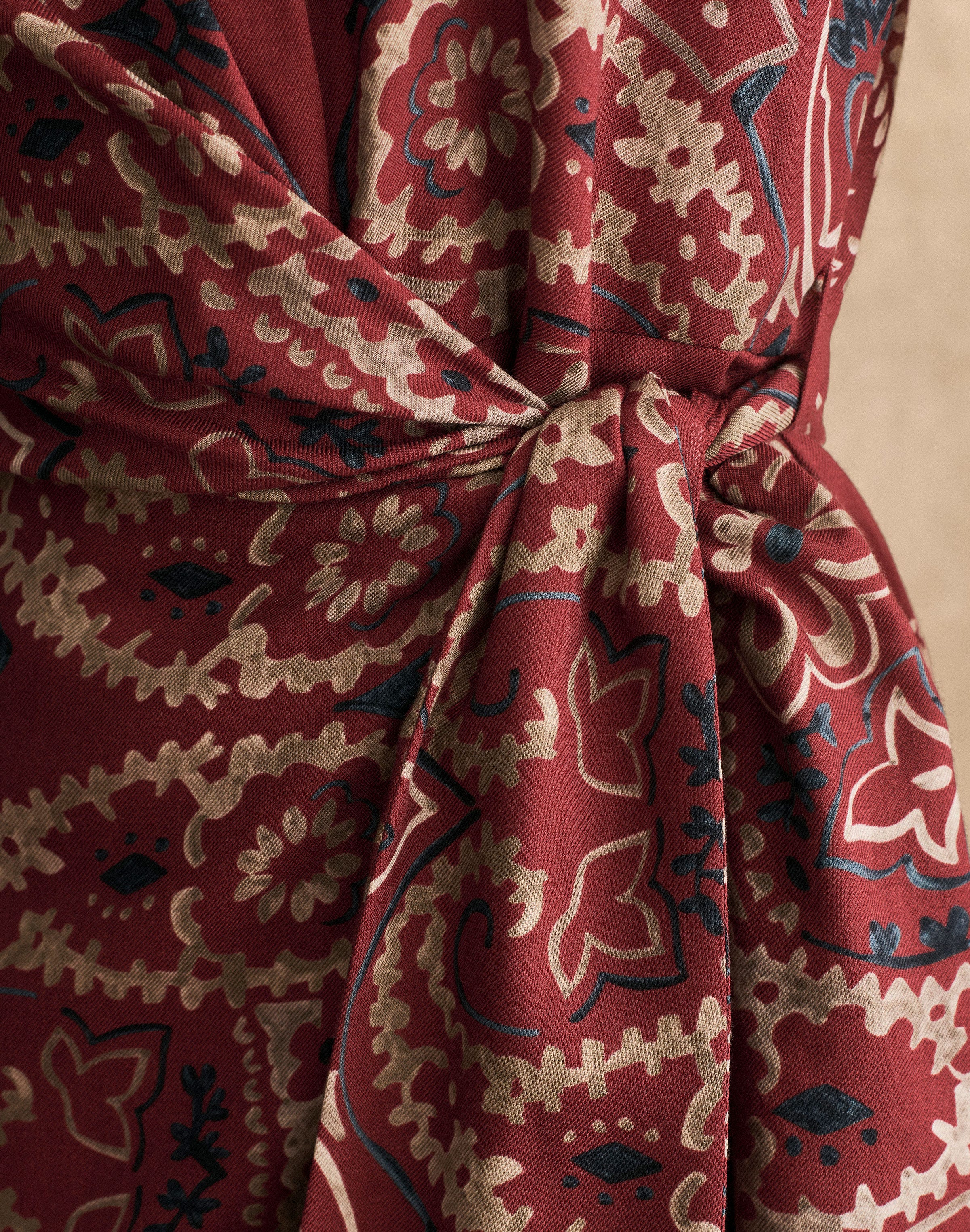 Bandana Print Wool-Silk Wrap Dress