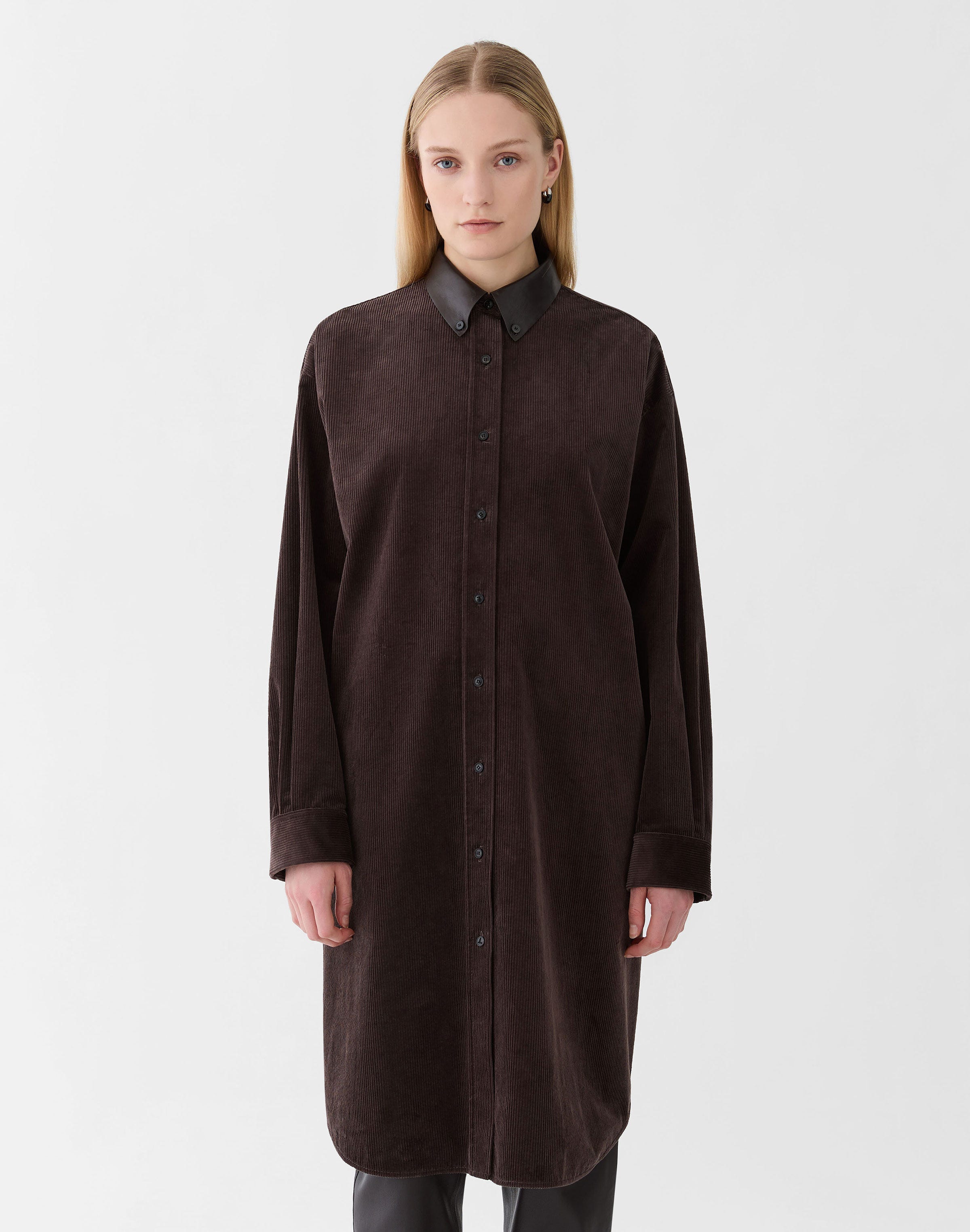 Cotton Corduroy Oversized Shirtdress