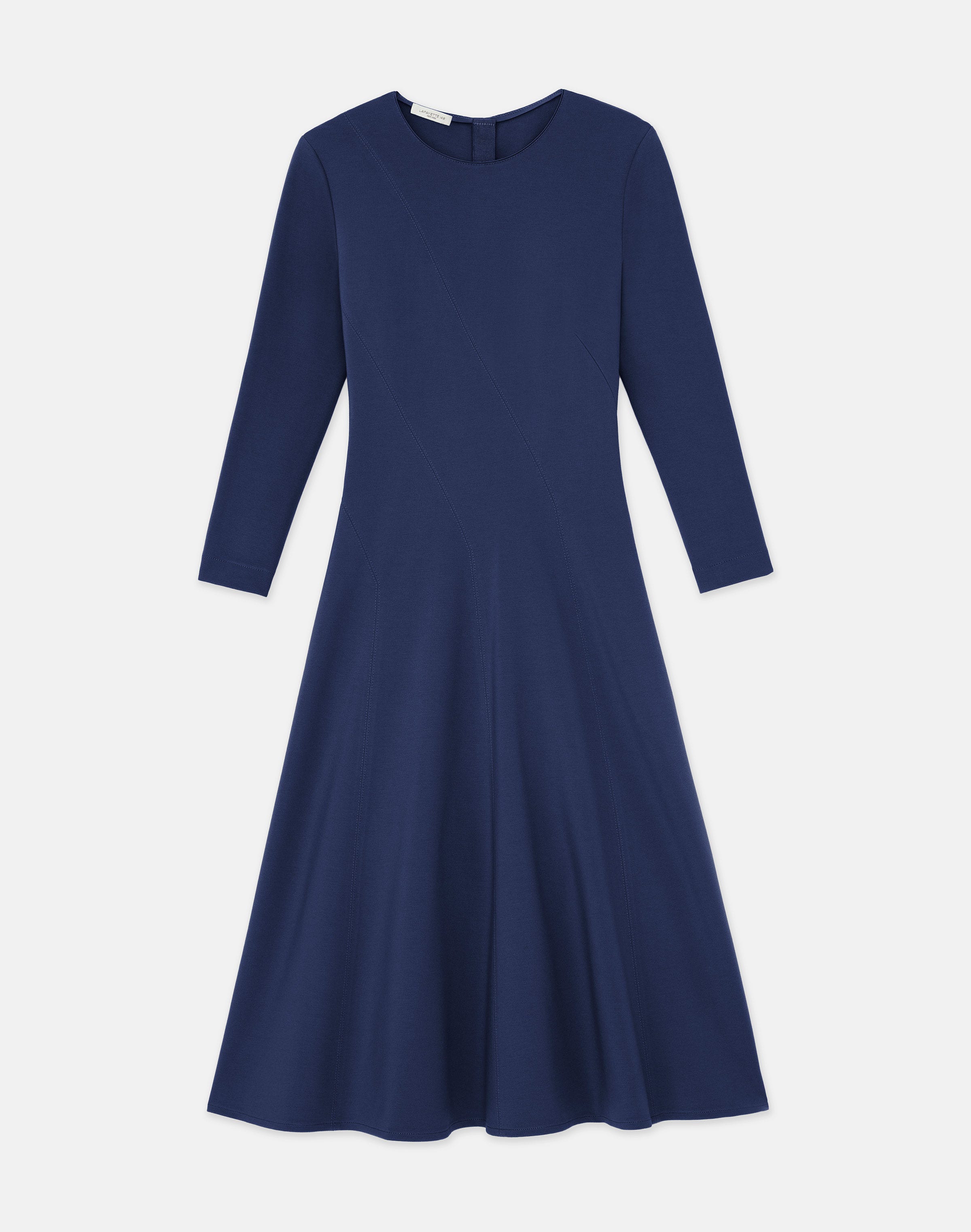 Lafayette 148 Punto Milano Flared Midi Dress In Midnight Blue