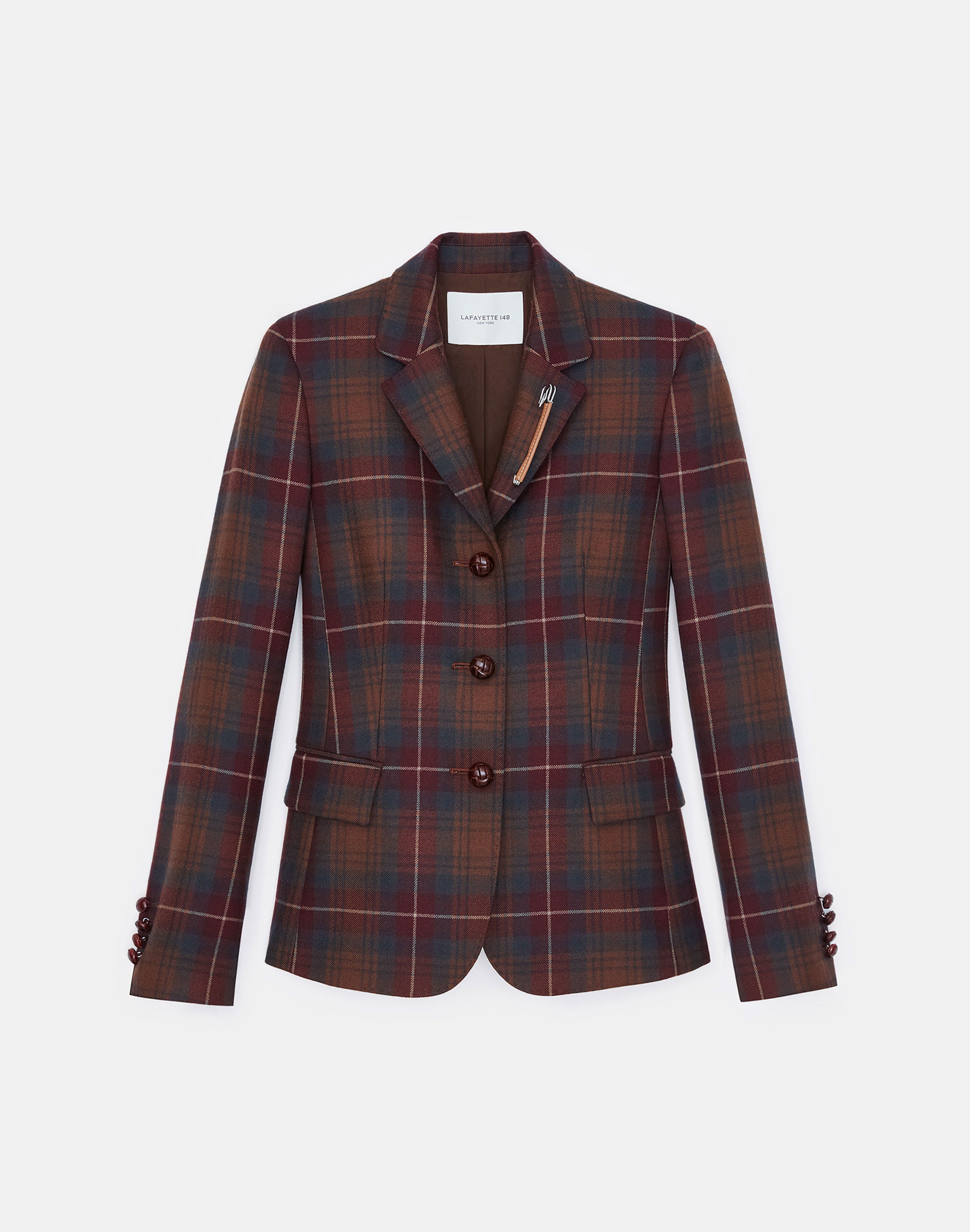 Petite Tartan Plaid Virgin Wool Academy Blazer - Copper Dust by Lafayette 148 NY
