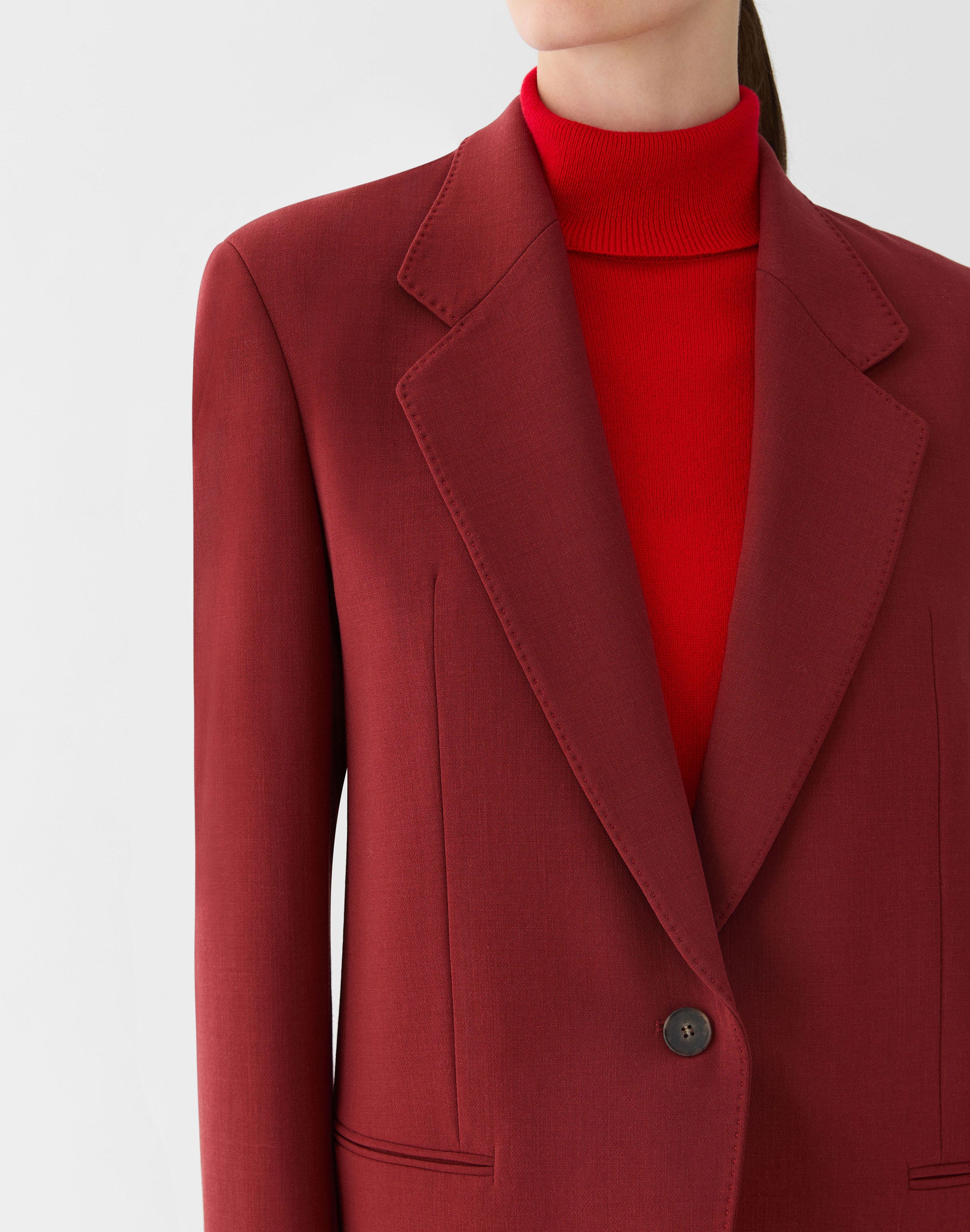 Petite Responsible Wool Double Face Single Button Blazer