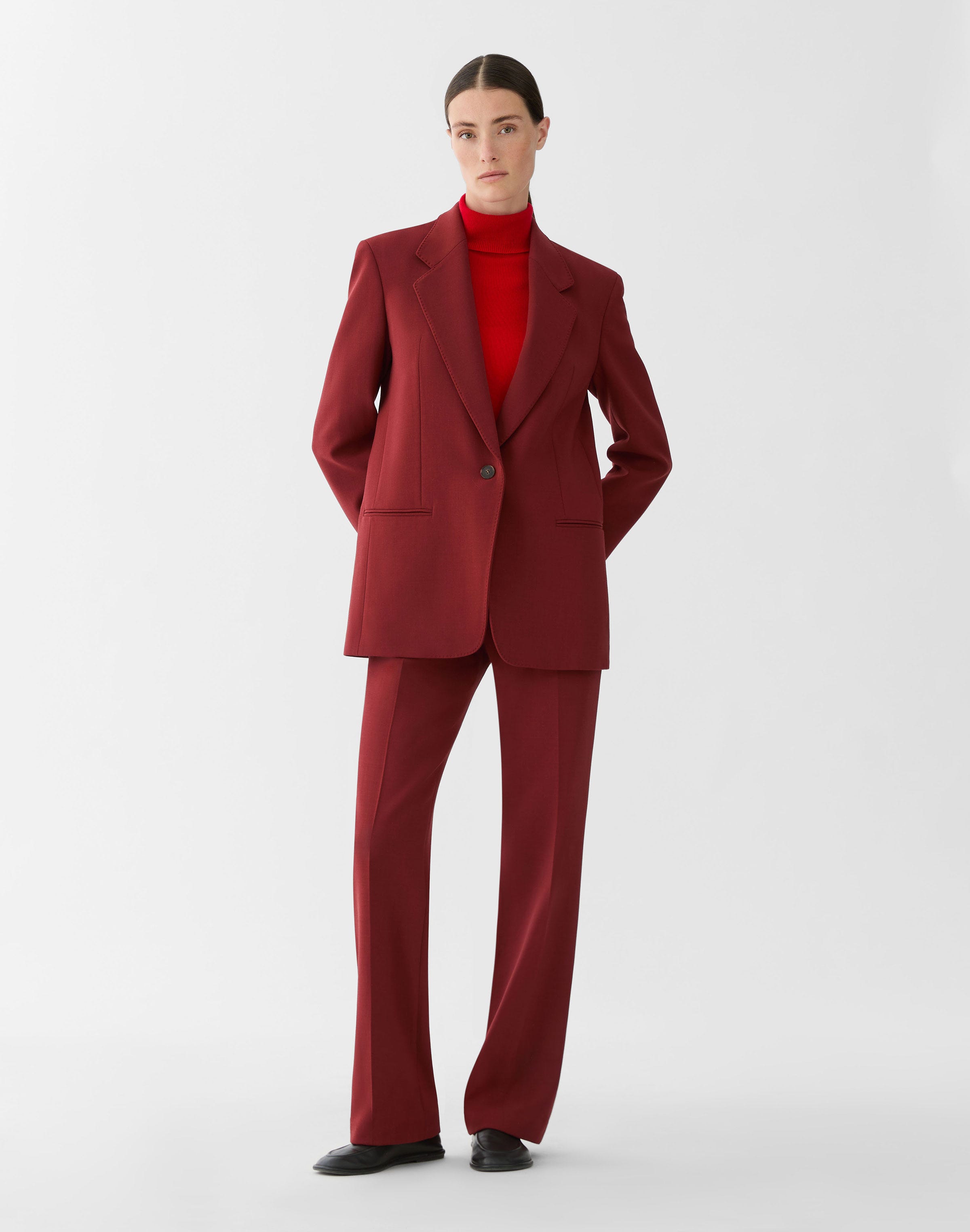 Petite Responsible Wool Double Face Single Button Blazer