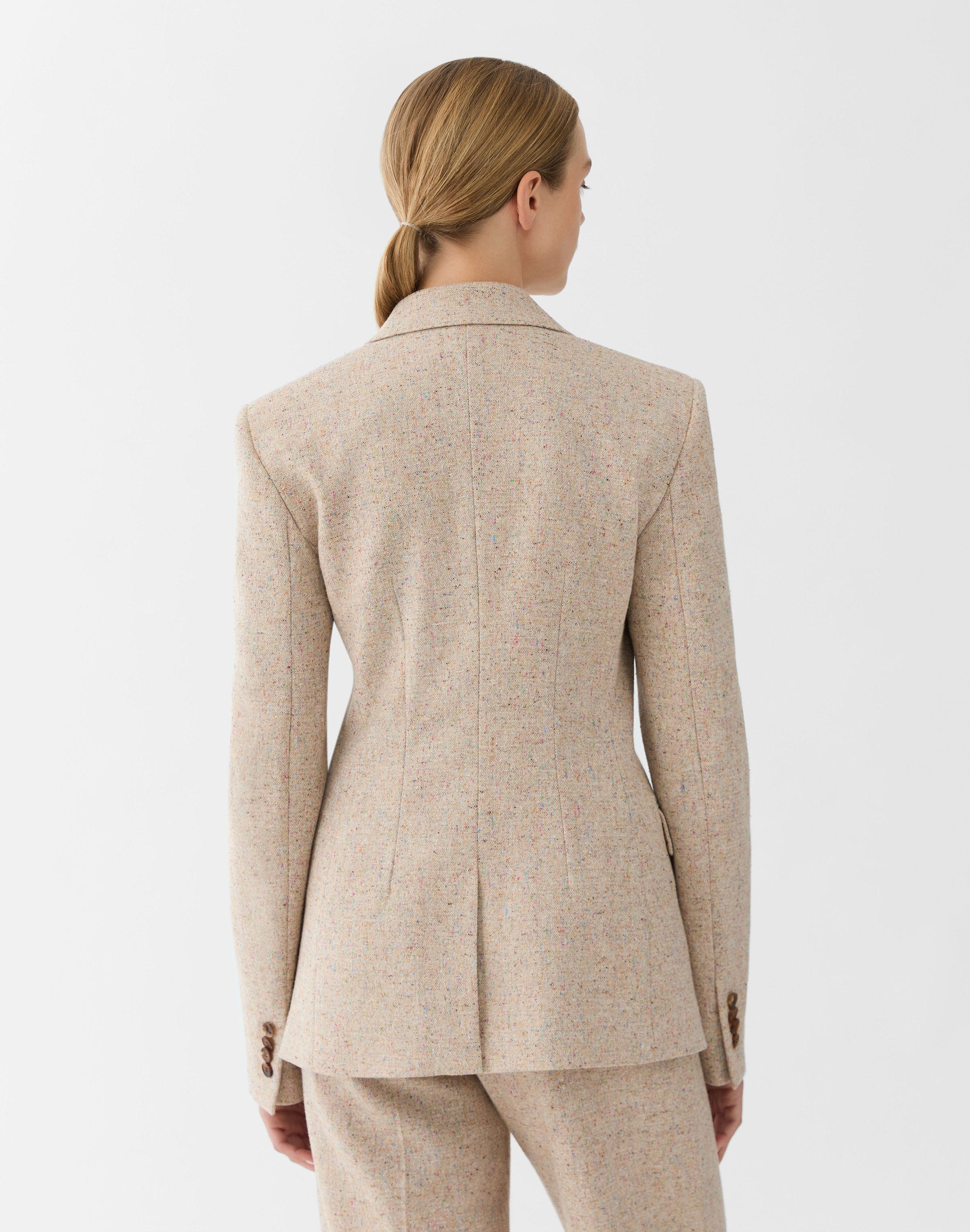 Plus-Size Donegal Tweed Peak Lapel Blazer