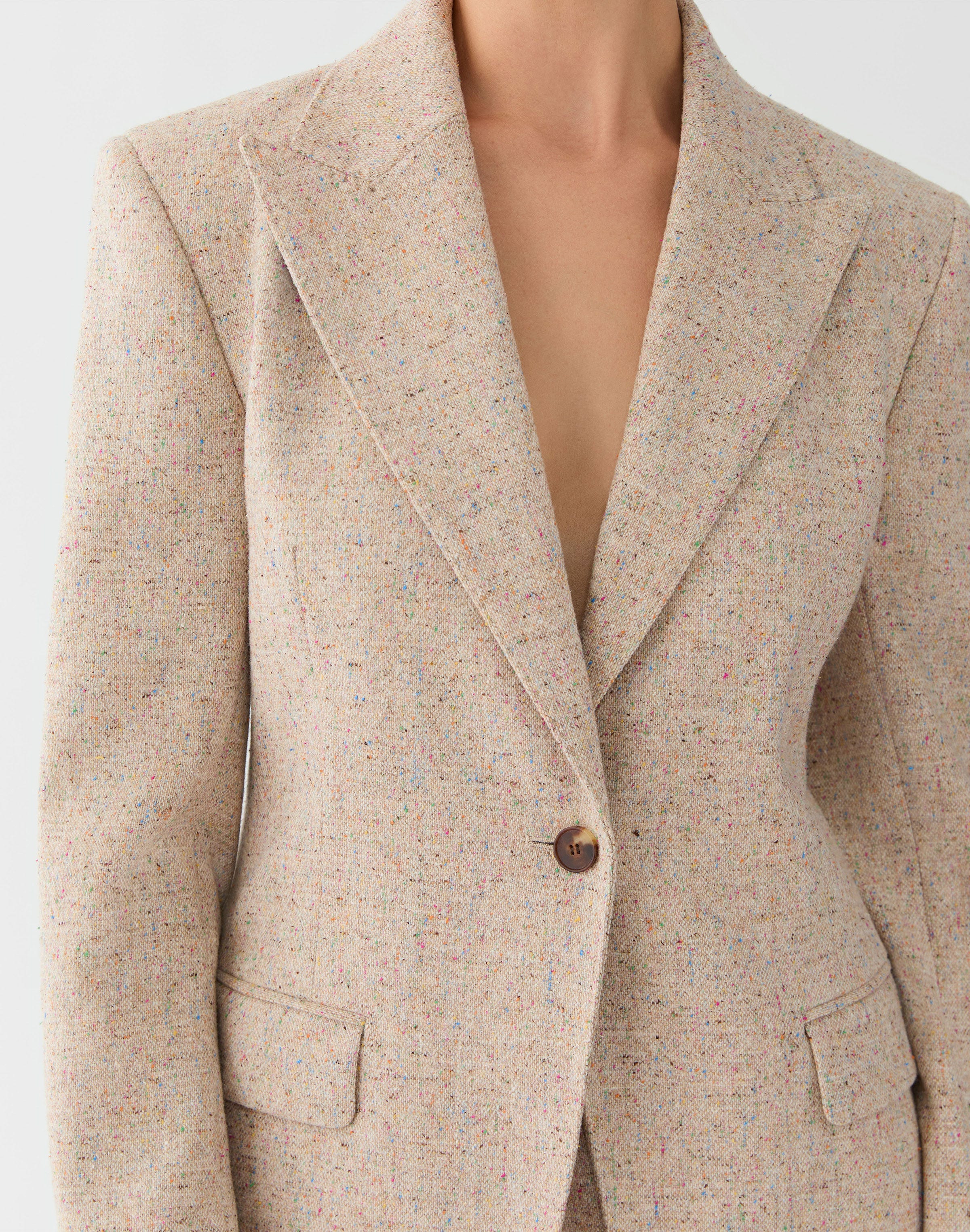 Plus-Size Donegal Tweed Peak Lapel Blazer