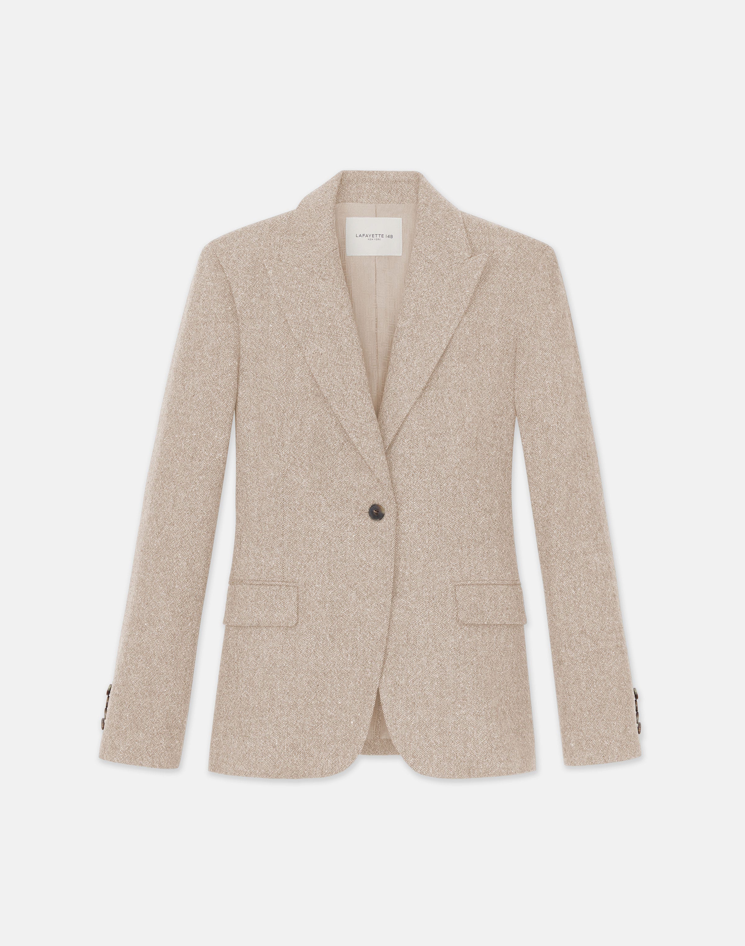 Plus-Size Donegal Tweed Peak Lapel Blazer