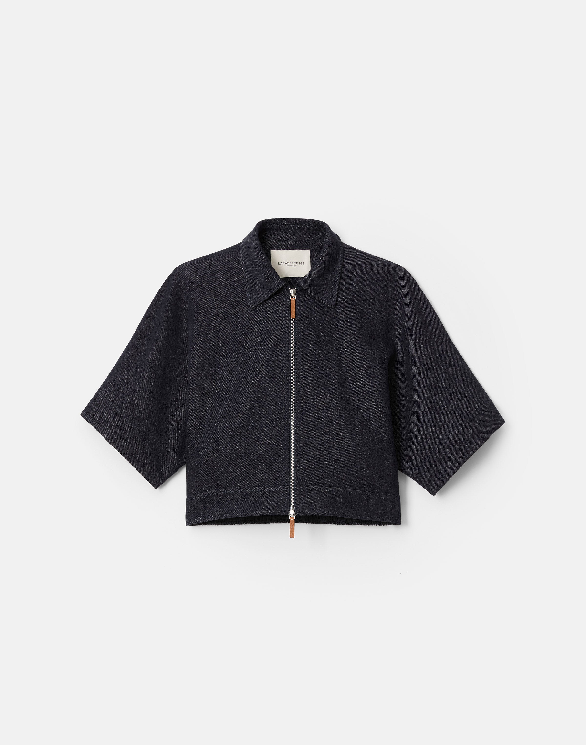 LAFAYETTE 148 LAFAYETTE 148 NY COTTON LINEN TWILL ZIP FRONT CROPPED SHORT JACKET