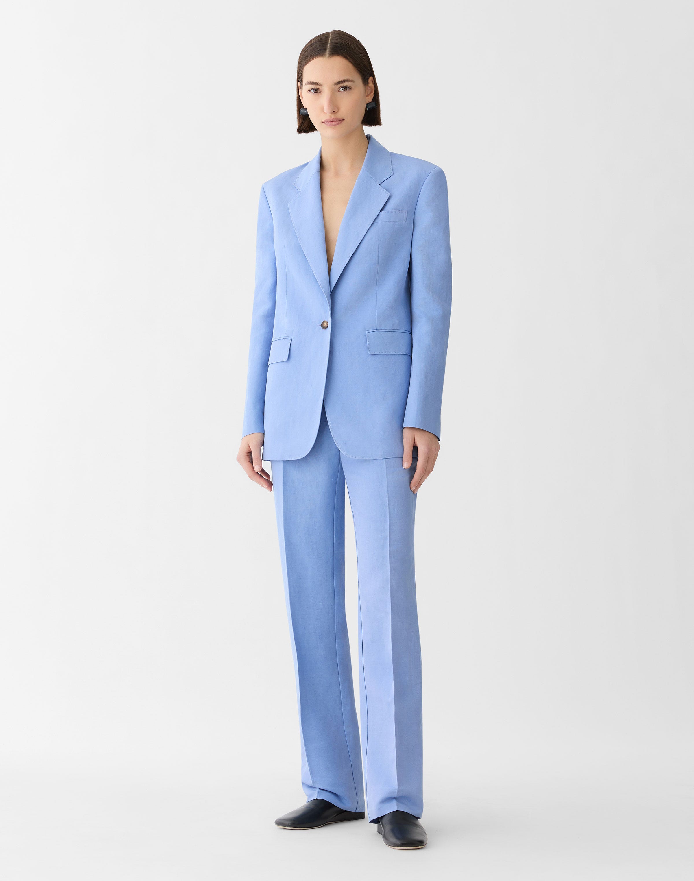 Silk-Linen Single Button Blazer
