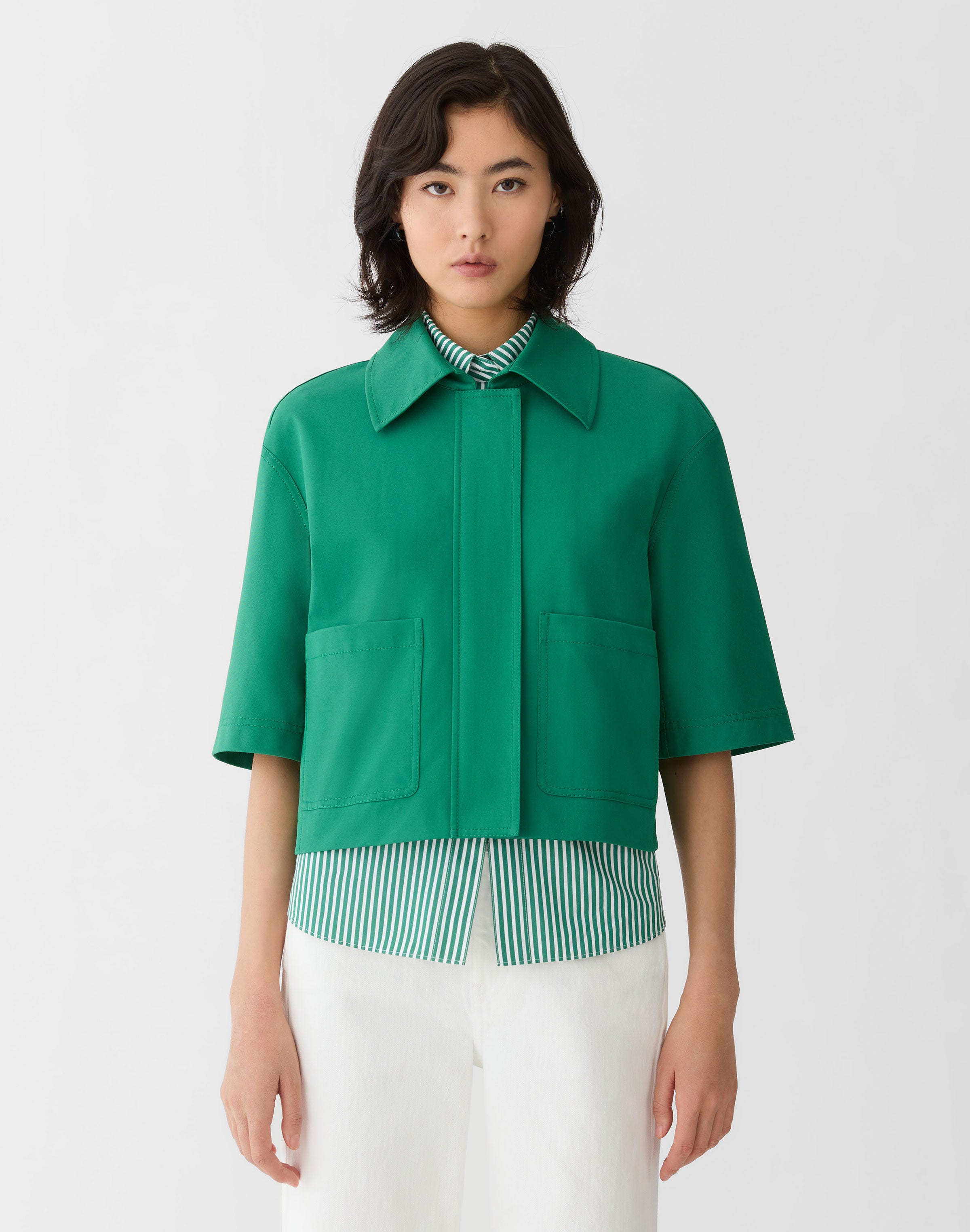 Petite Techno Stretch Twill Cropped Jacket
