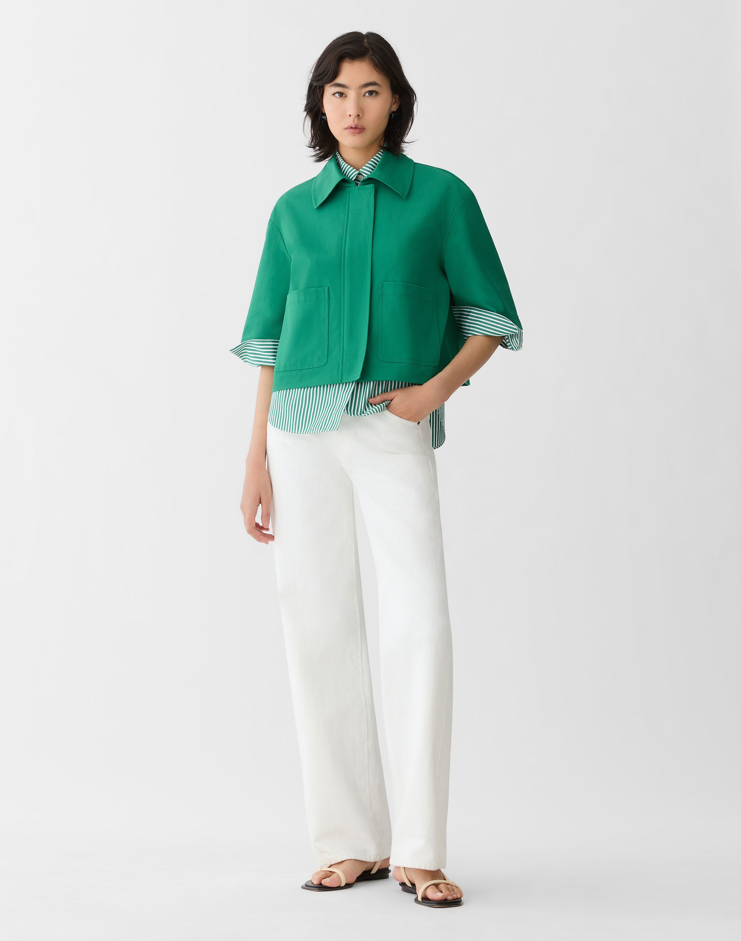 Petite Techno Stretch Twill Cropped Jacket