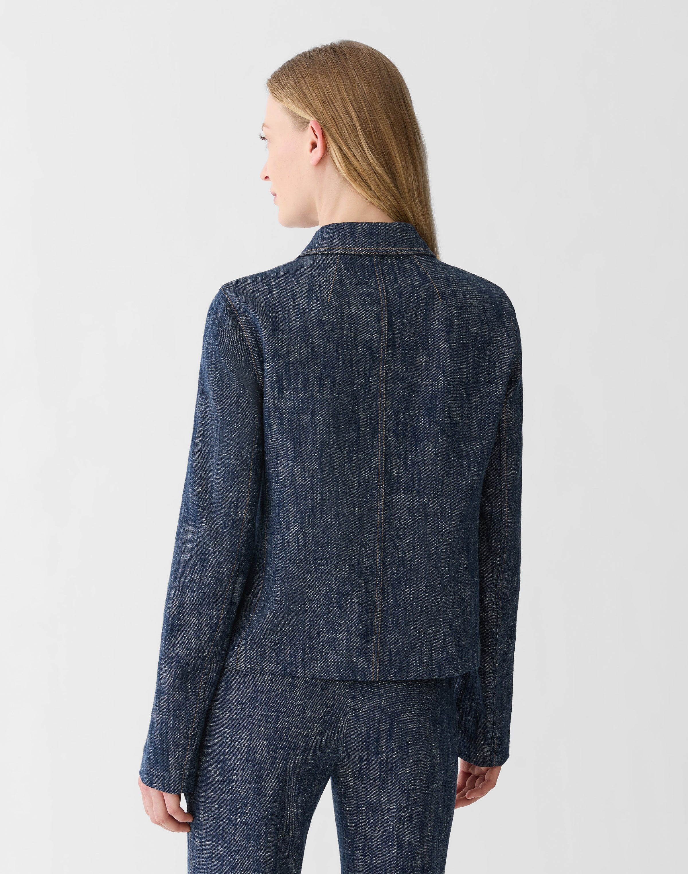 Plus-Size Denim-Effect Twill Jacket