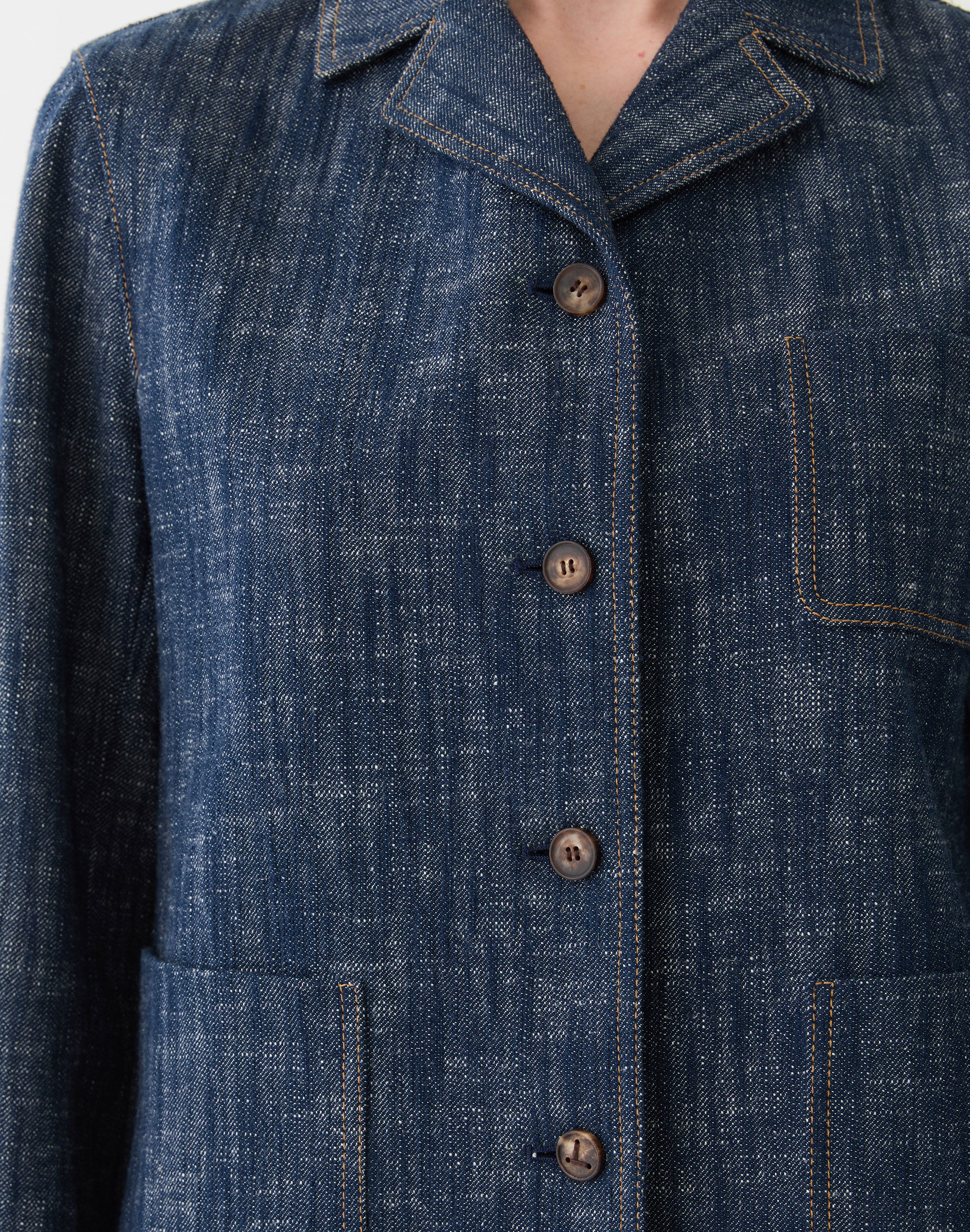 Plus-Size Denim-Effect Twill Jacket