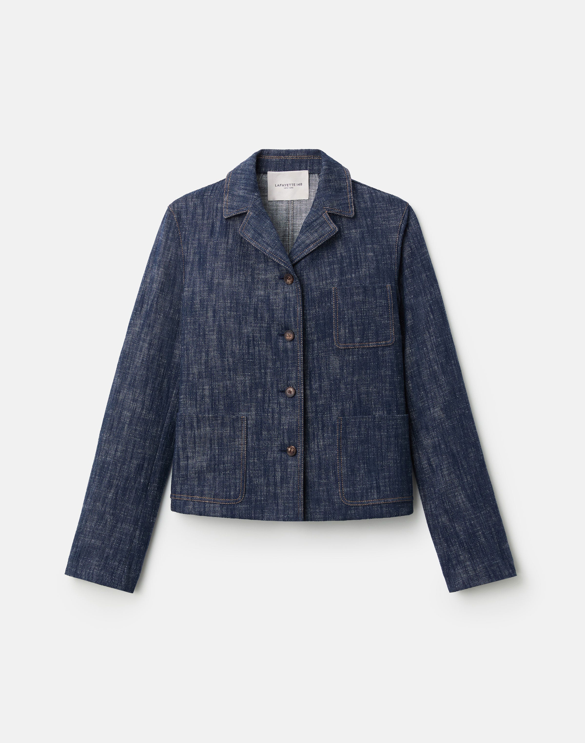 Plus-Size Denim-Effect Twill Jacket