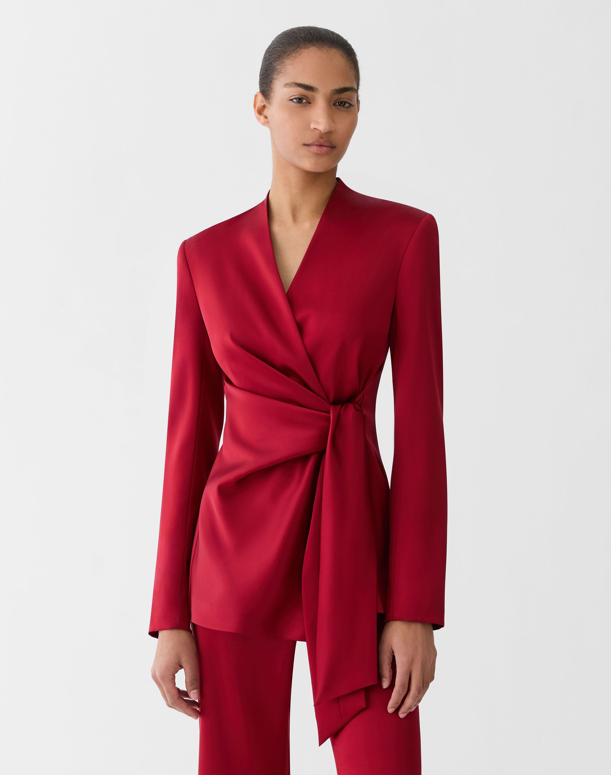 Satin Wrap Blazer