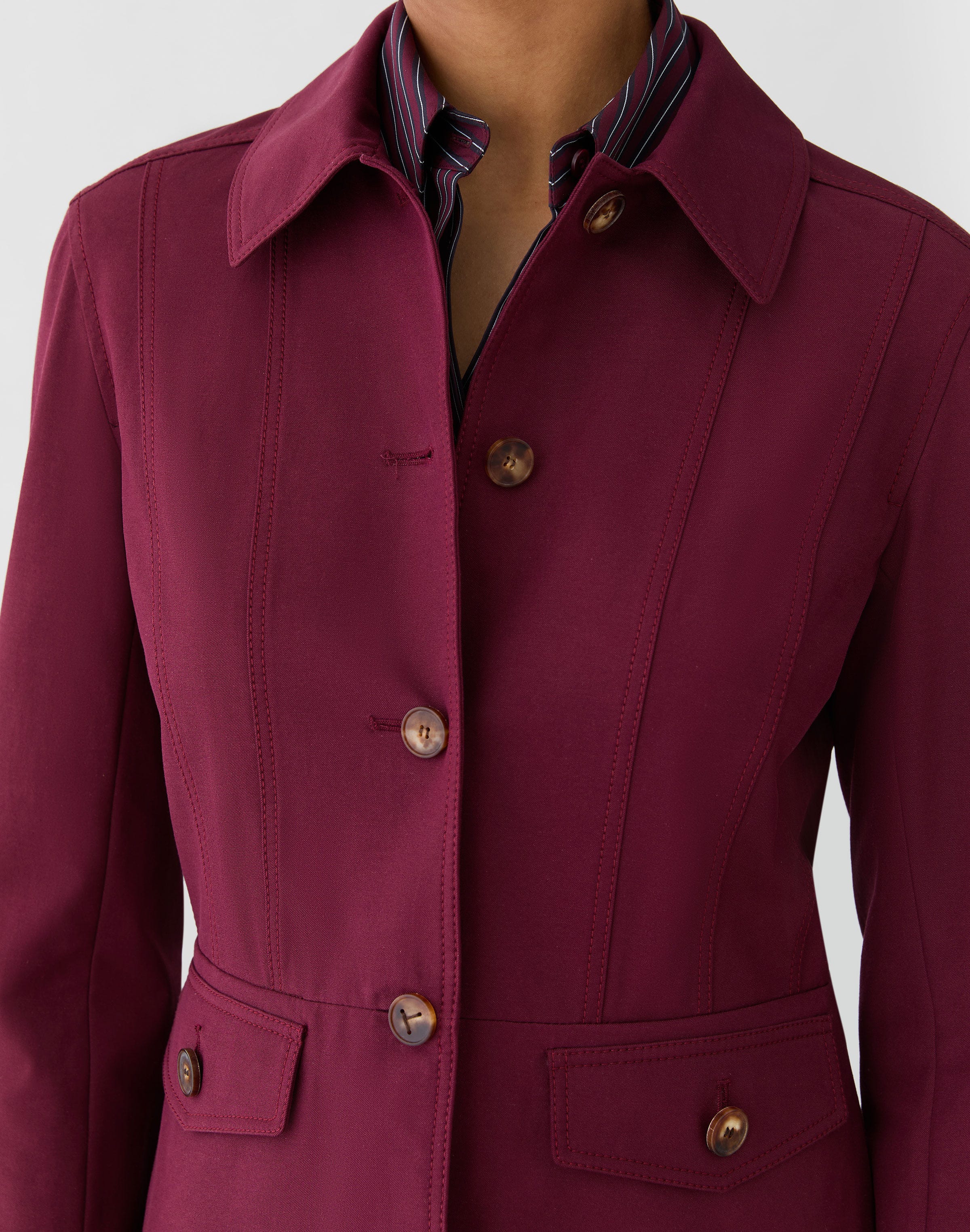 Techno Stretch Twill Button Front Jacket