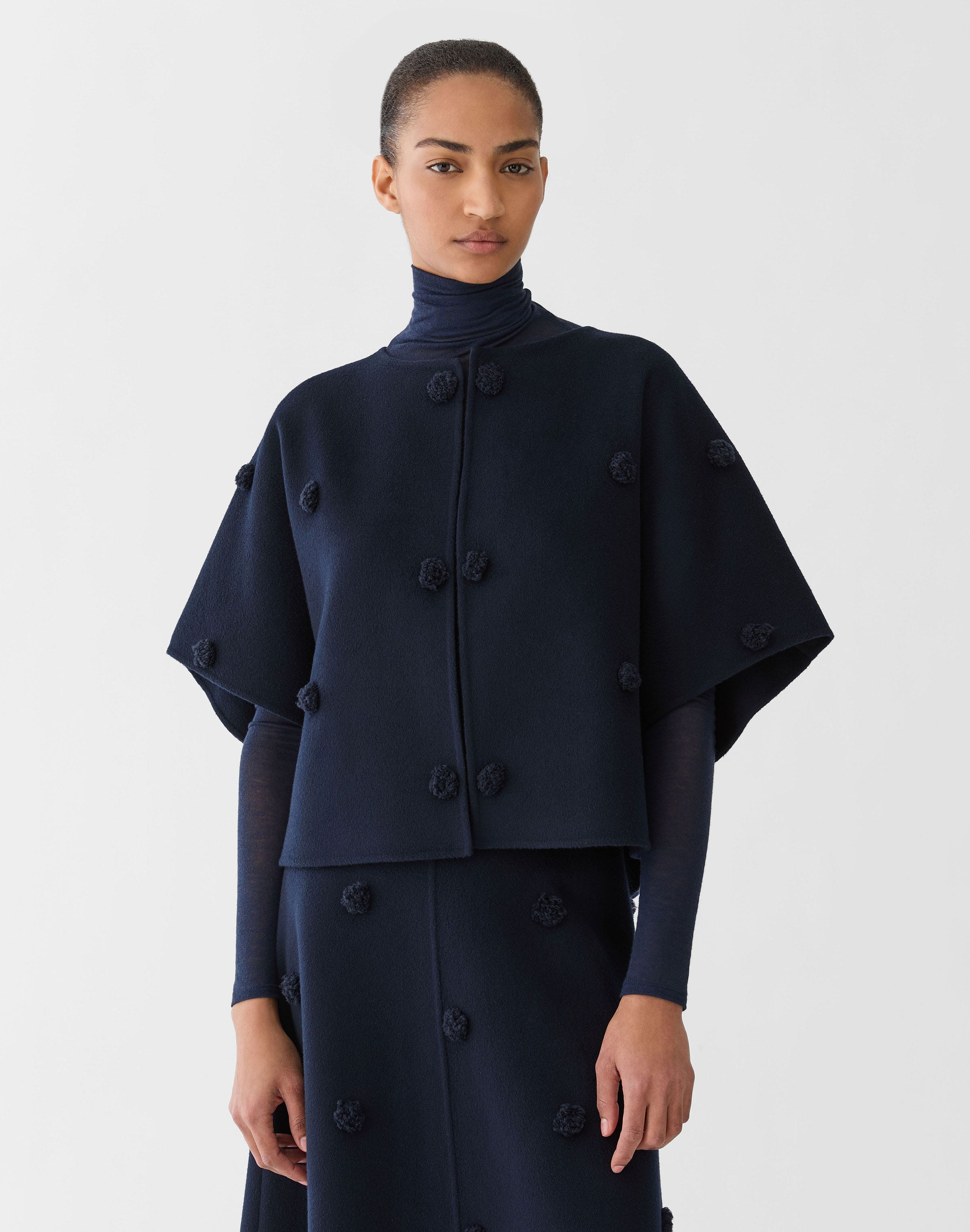 Wool-Cashmere Double Face Embellished Short Jacket