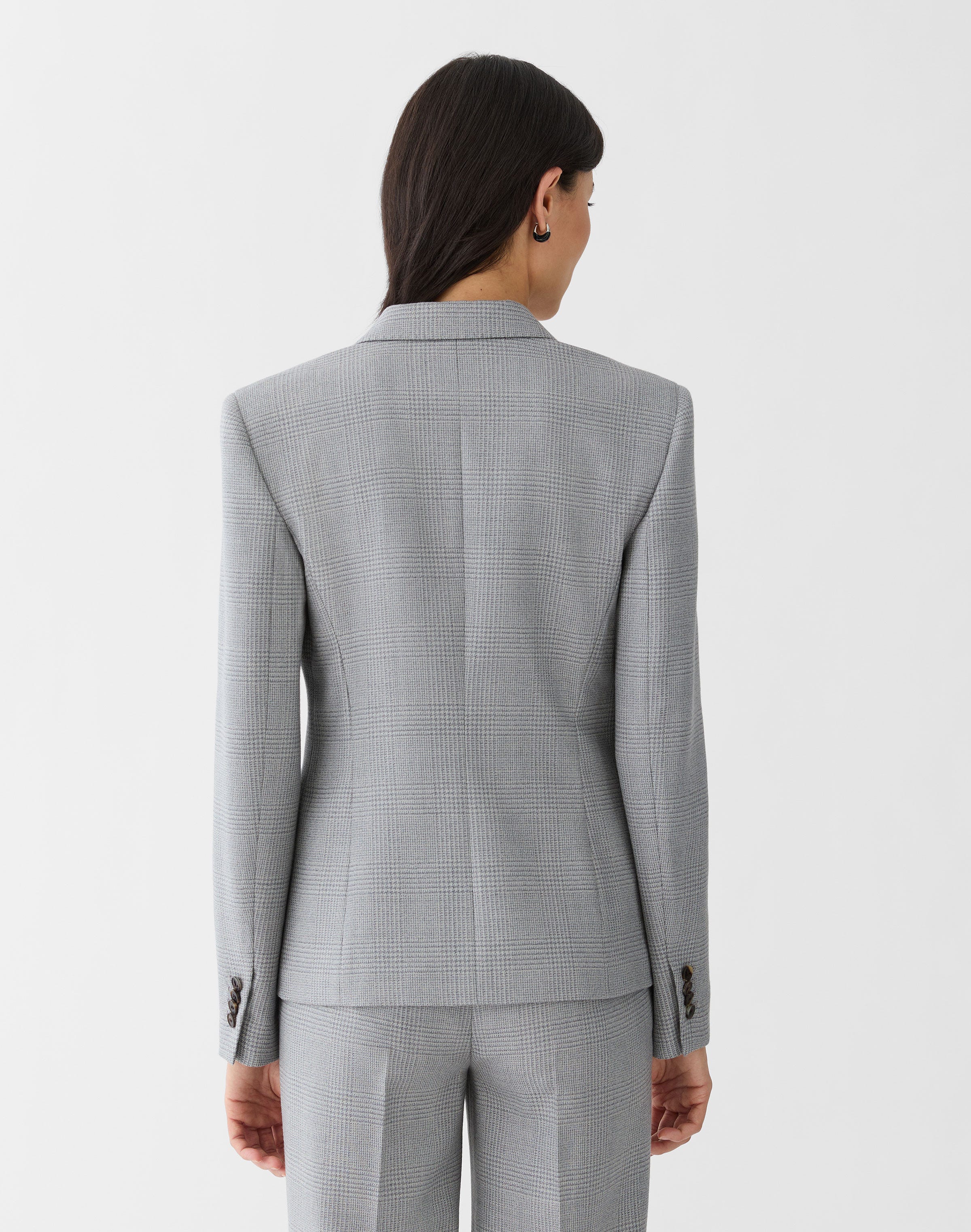 Petite Wool Glen Plaid Single Button Blazer