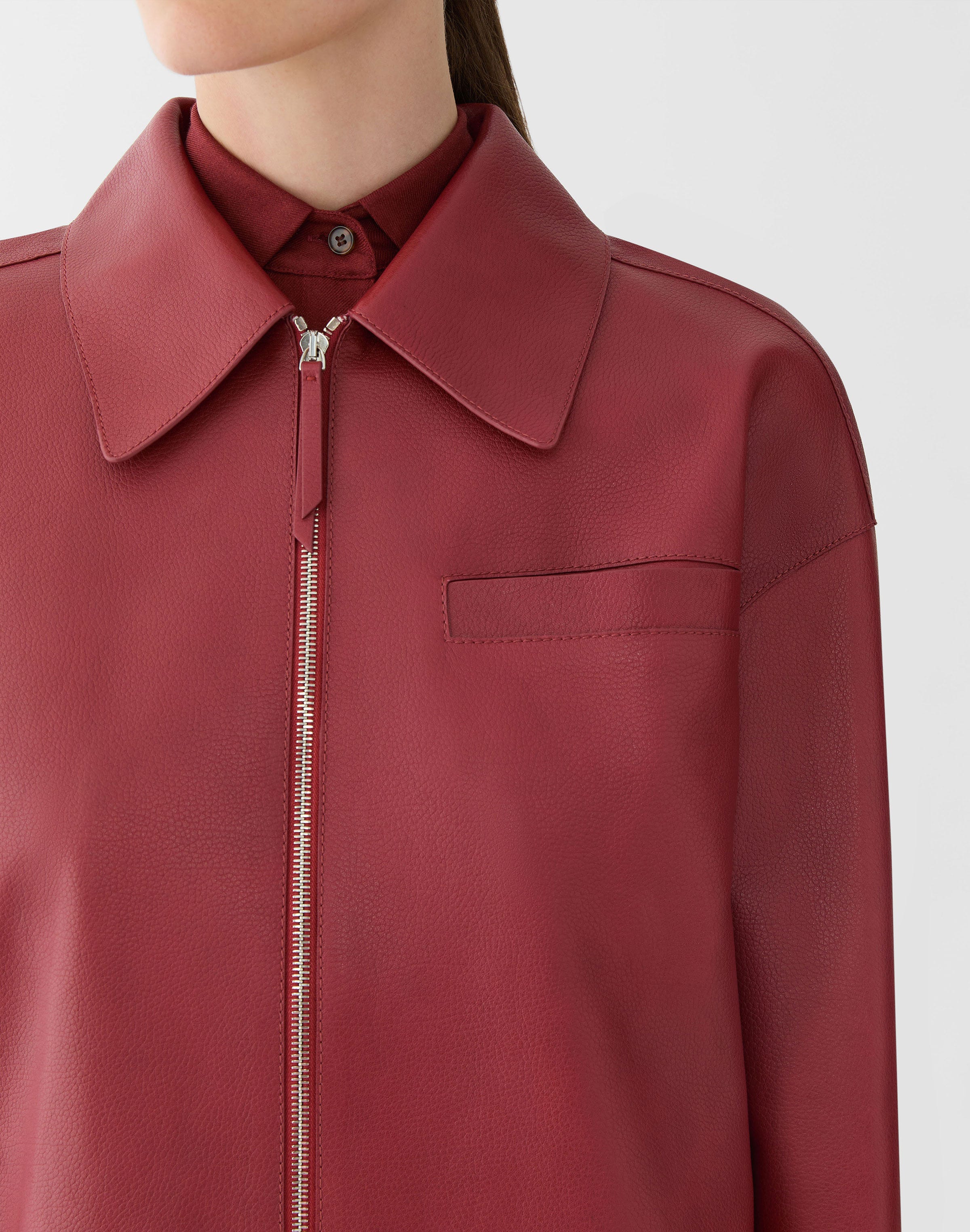 Petite Full Grain Leather Short Jacket