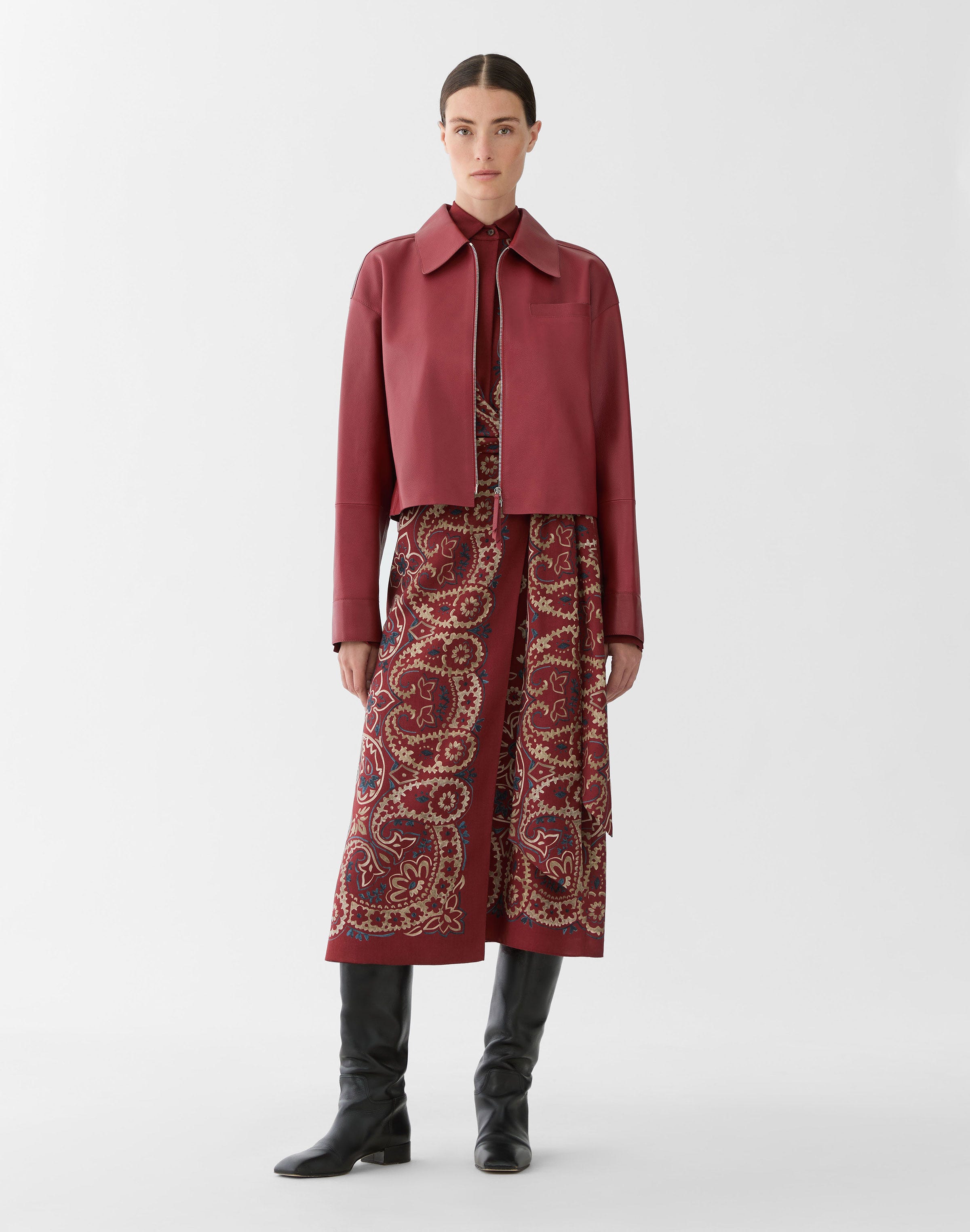 Petite Full Grain Leather Short Jacket