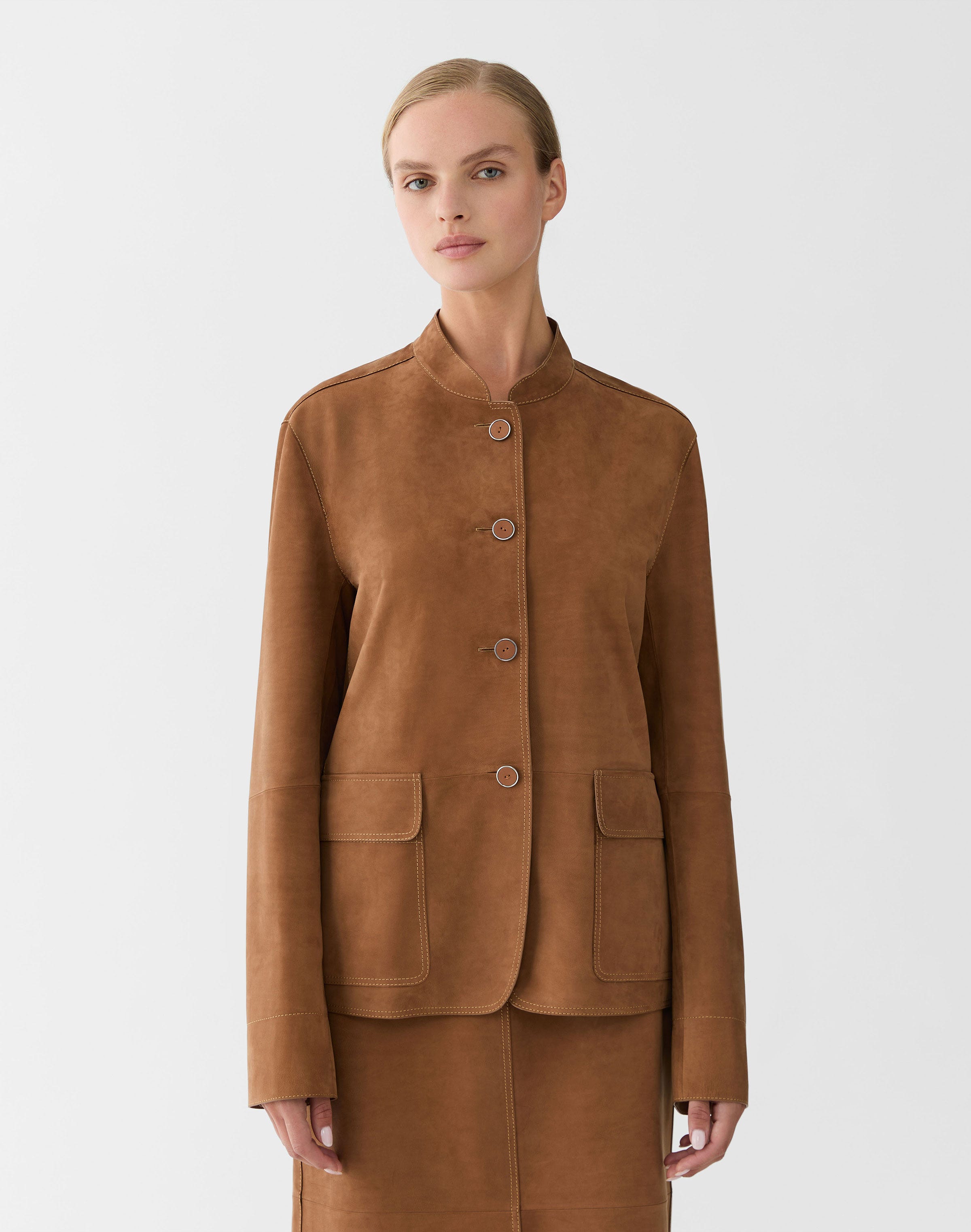 Nubuck Suede Stand Collar Jacket