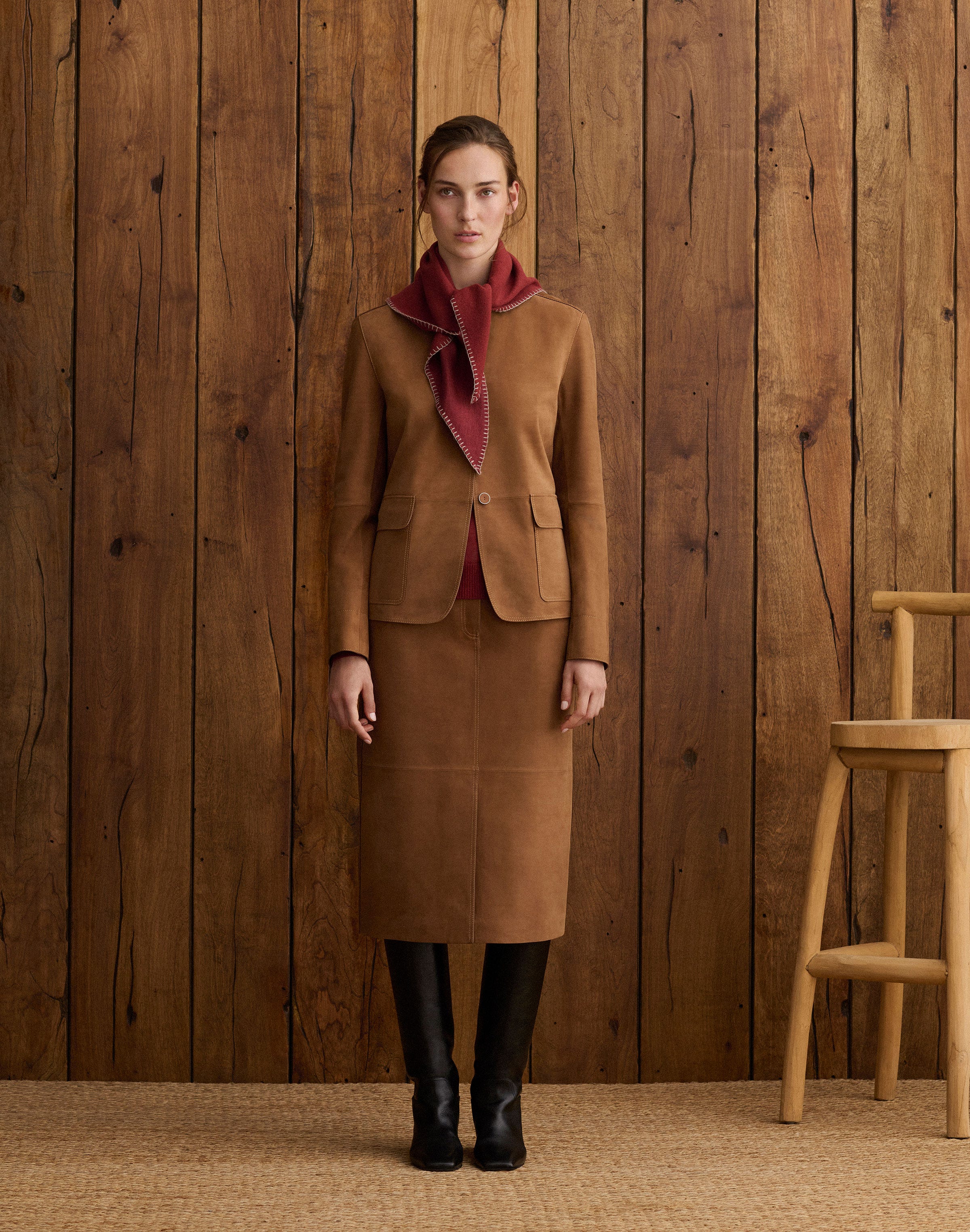 Nubuck Suede Stand Collar Jacket