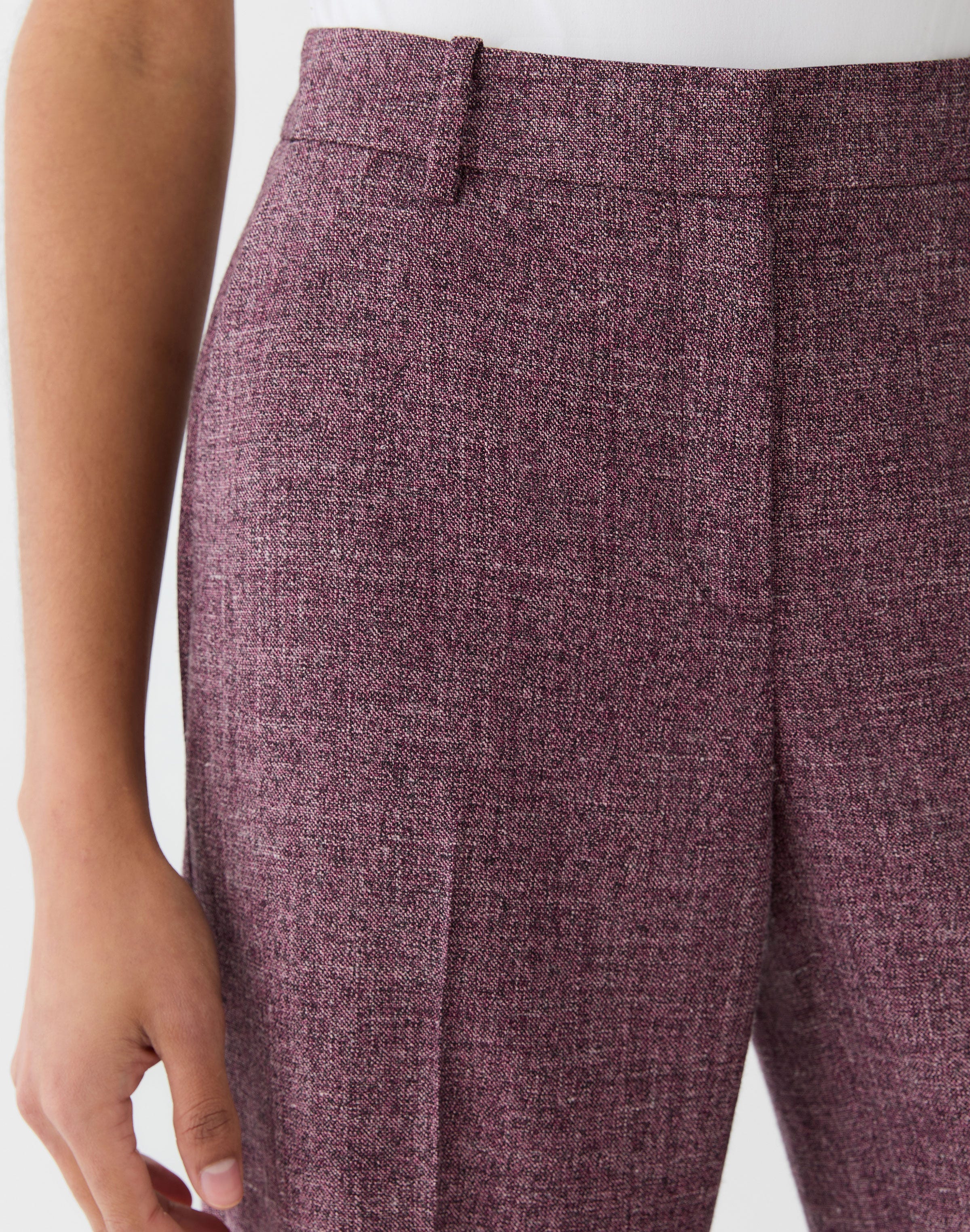 Petite Wool Mouliné Gates Straight Pant