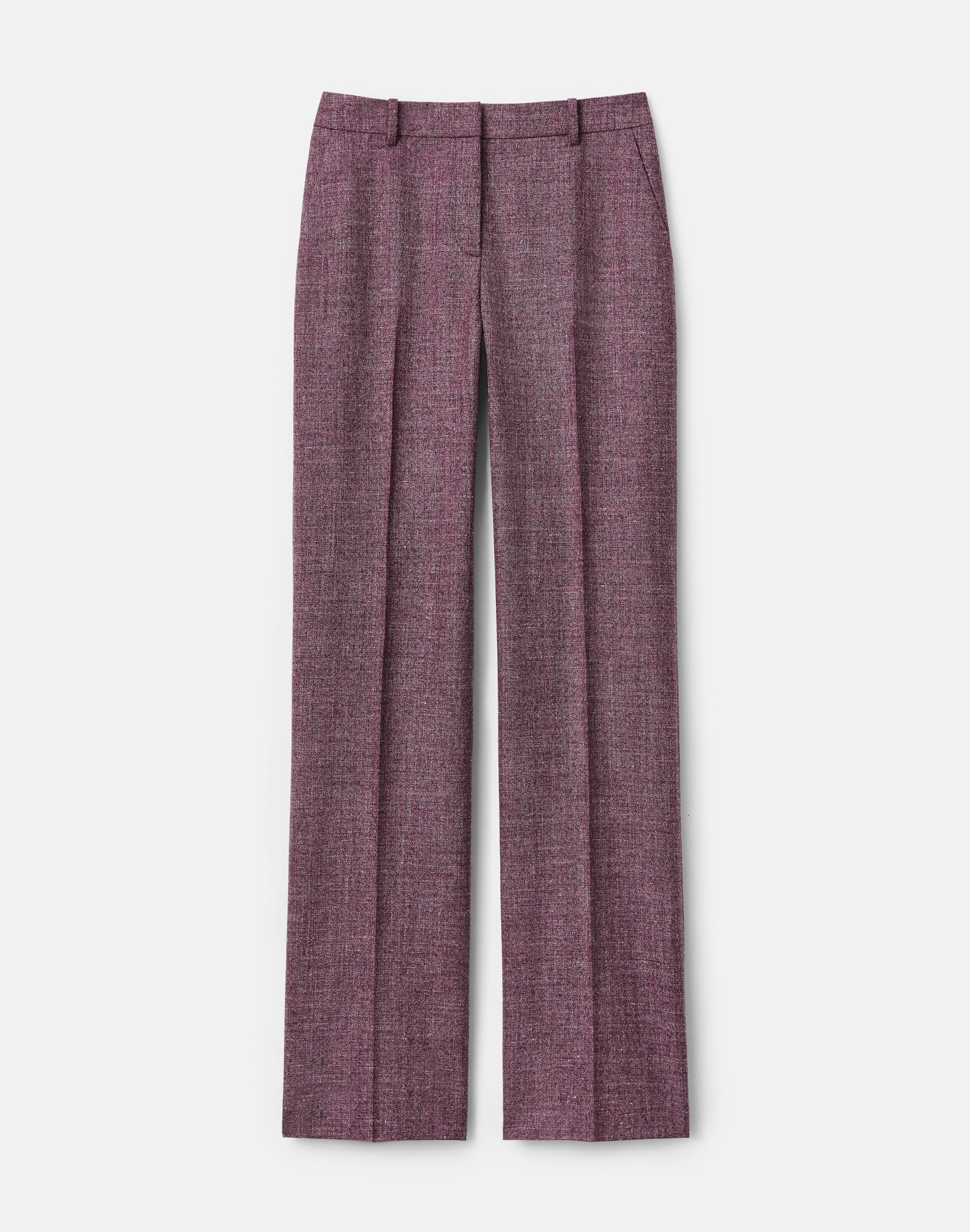 Petite Wool Mouliné Gates Straight Pant