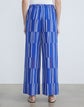 Plus-Size Beach Stripe Print Silk Crepe de Chine Riverside Pant