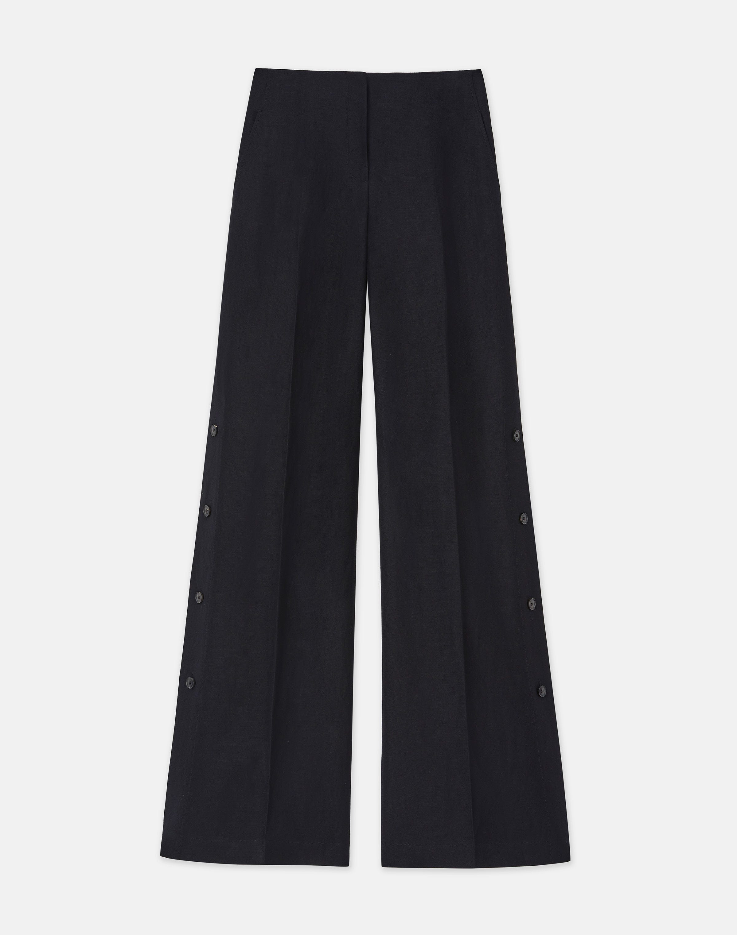 Viscose-Linen Twill Thames Button Wide Leg Pant | Lafayette 148 