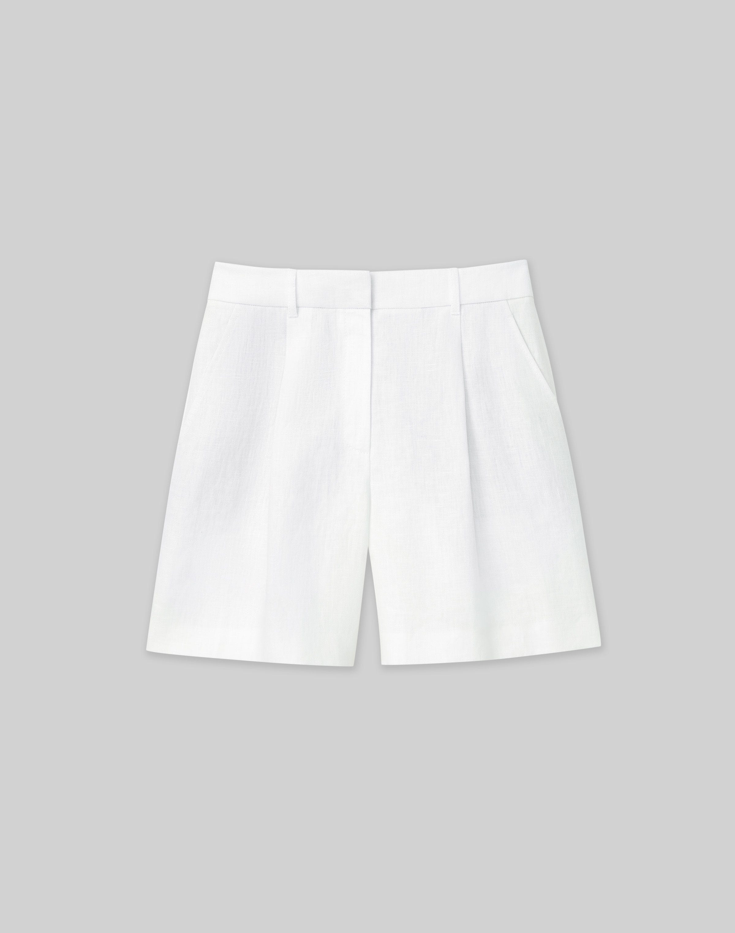 Shop Lafayette 148 Plus-size Linen Jefferson Pleated Short In White