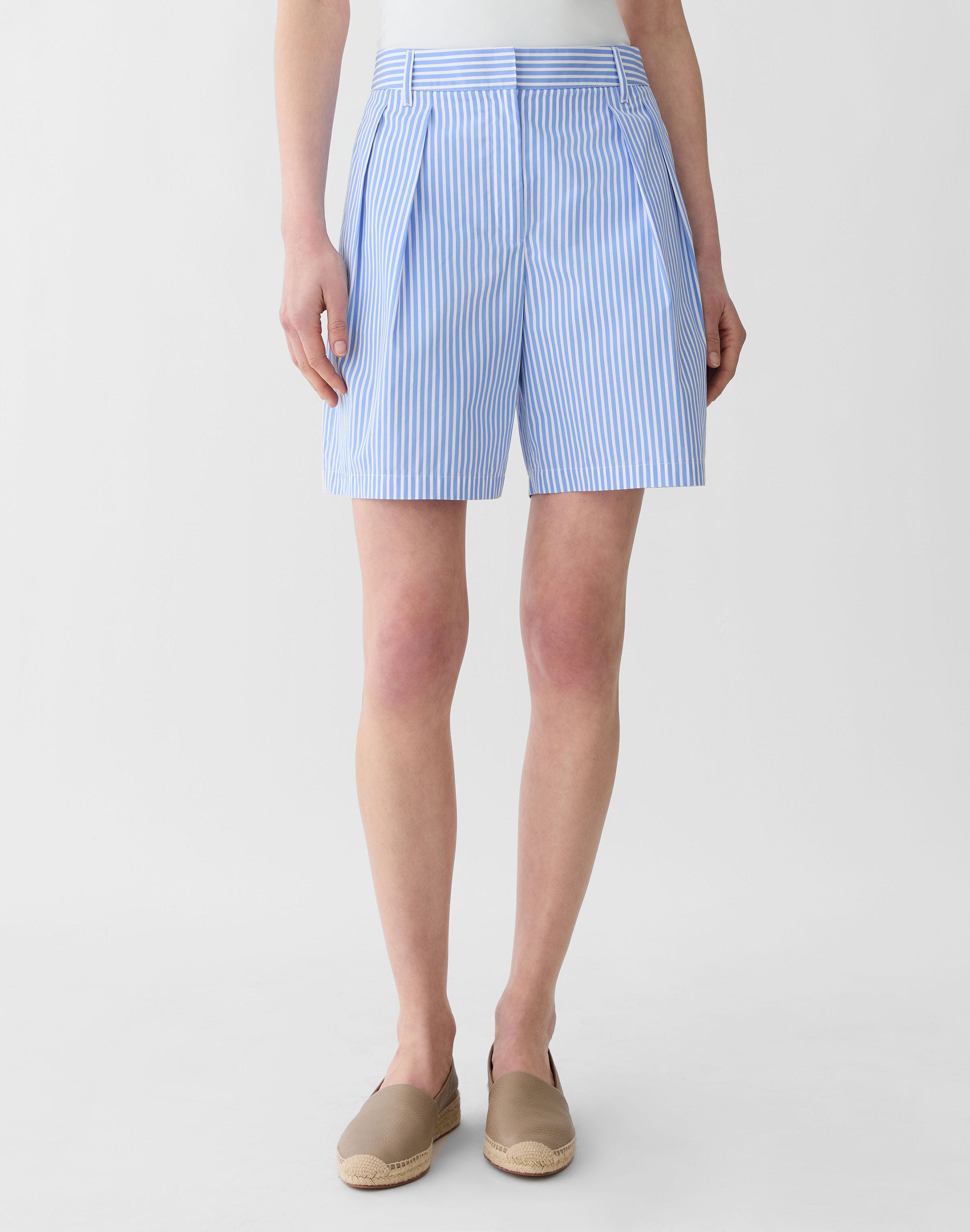 Striped Cotton Park Wide Leg Short