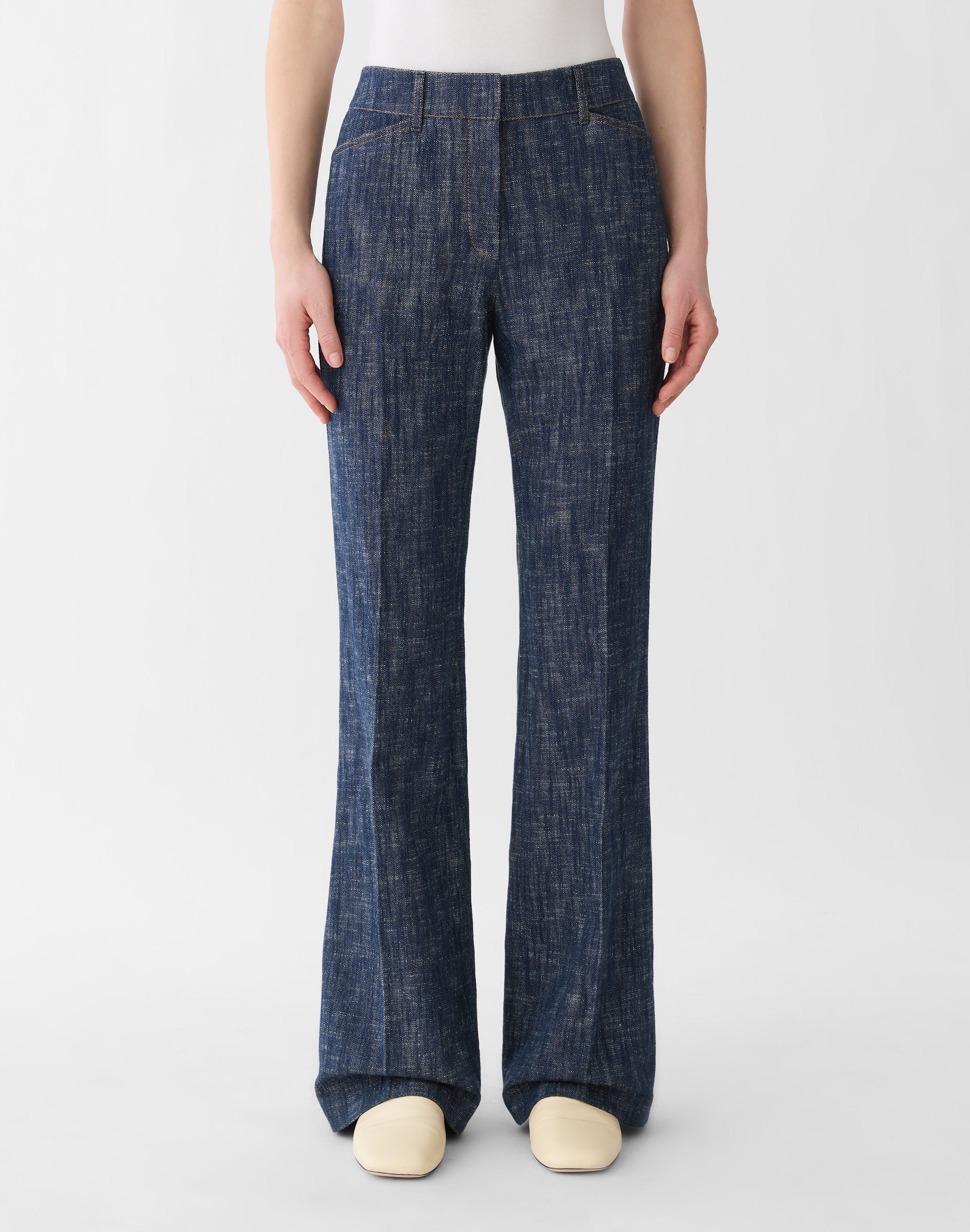 Petite Denim-Effect Twill Reade Flared Pant