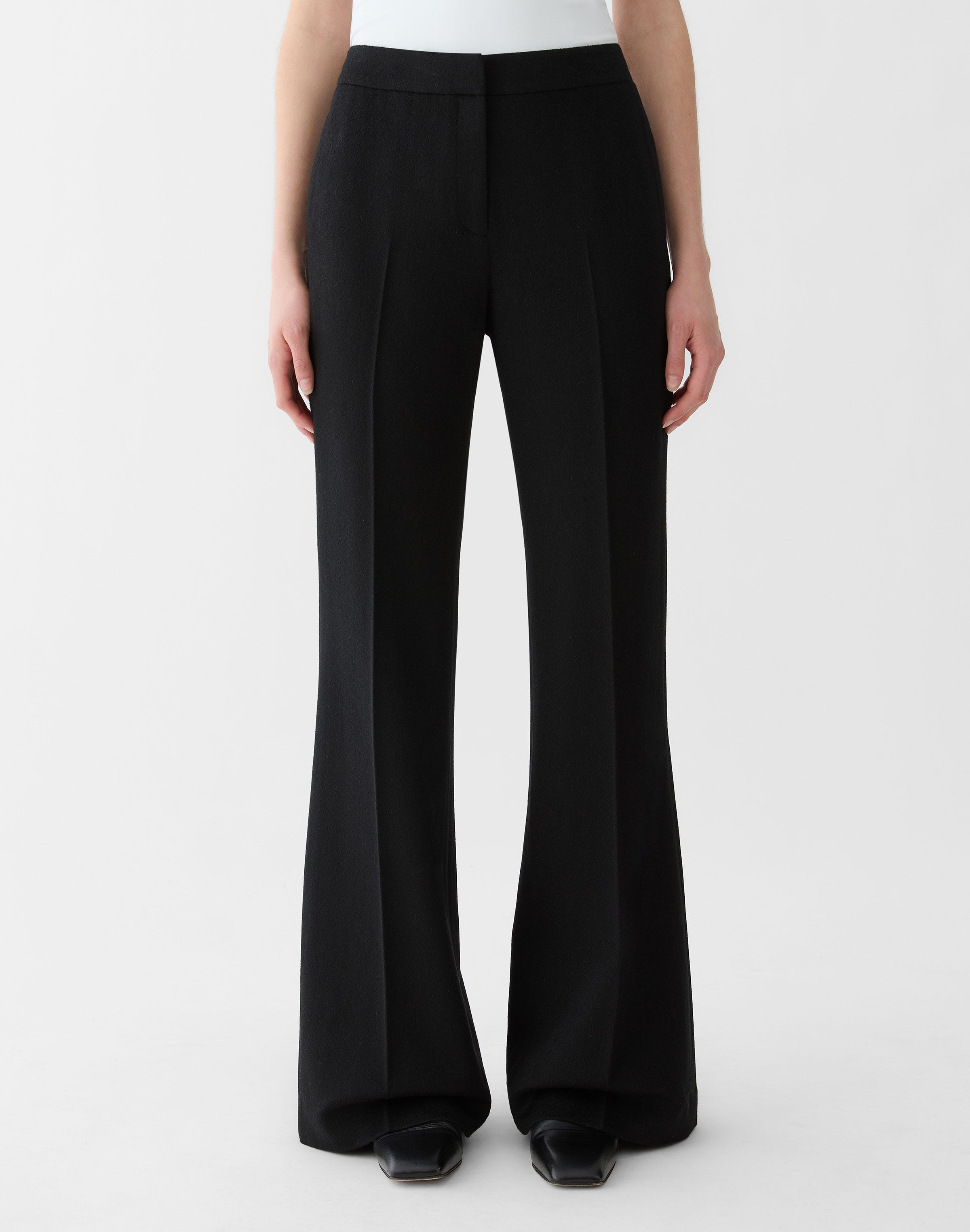 Lafayette 148 Camel Hair High Rise Flared Pants In Black