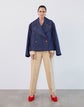L148 Denim Double-Breasted Jacket and Pleated Pant
