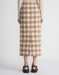 Gingham Wool Maxi Pencil Skirt