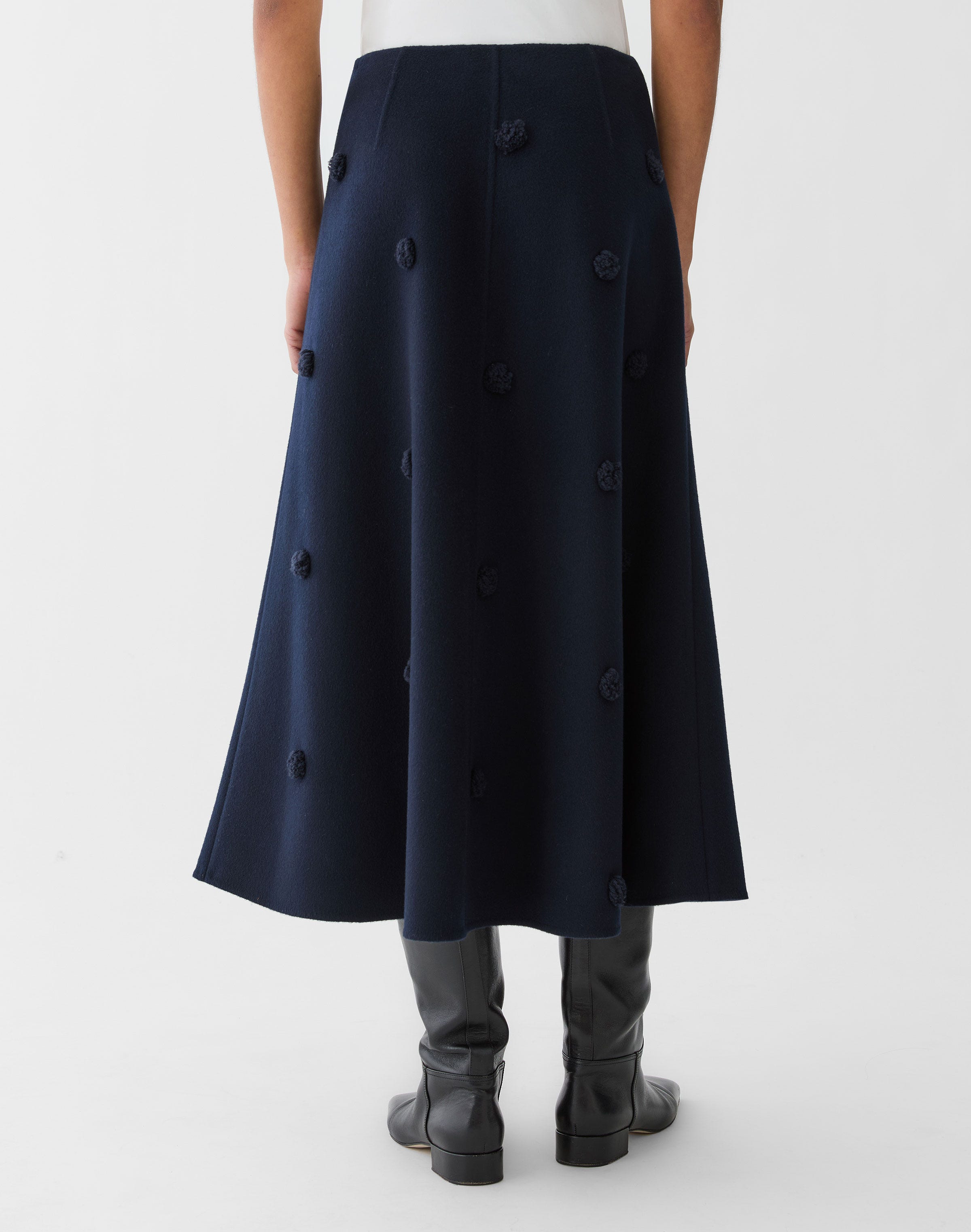 Wool-Cashmere Double Face Embellished Skirt