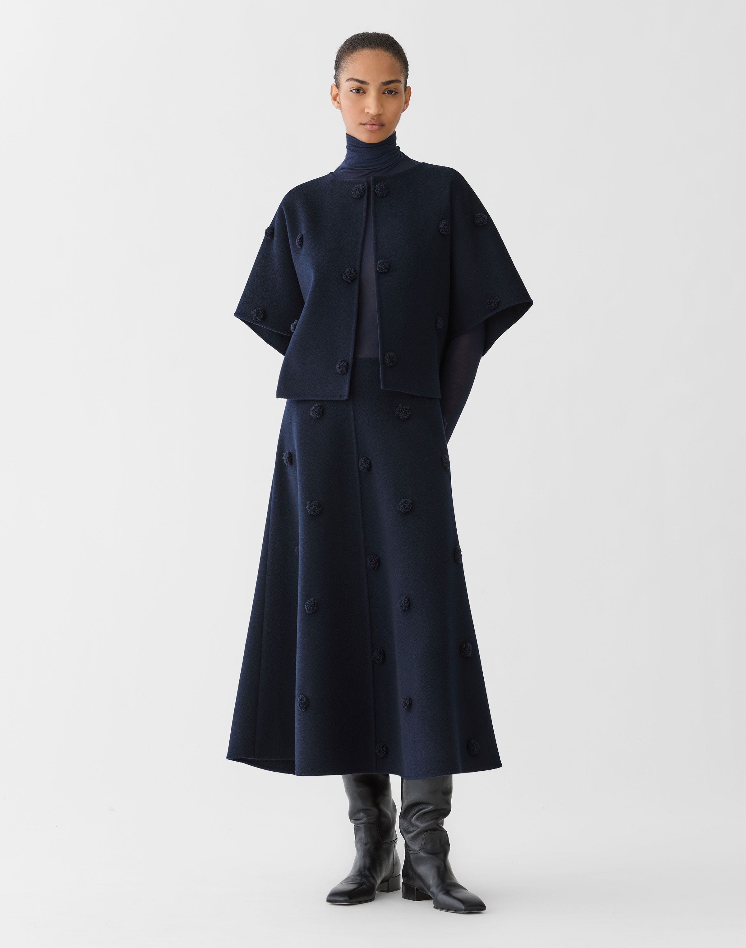 Wool-Cashmere Double Face Embellished Skirt