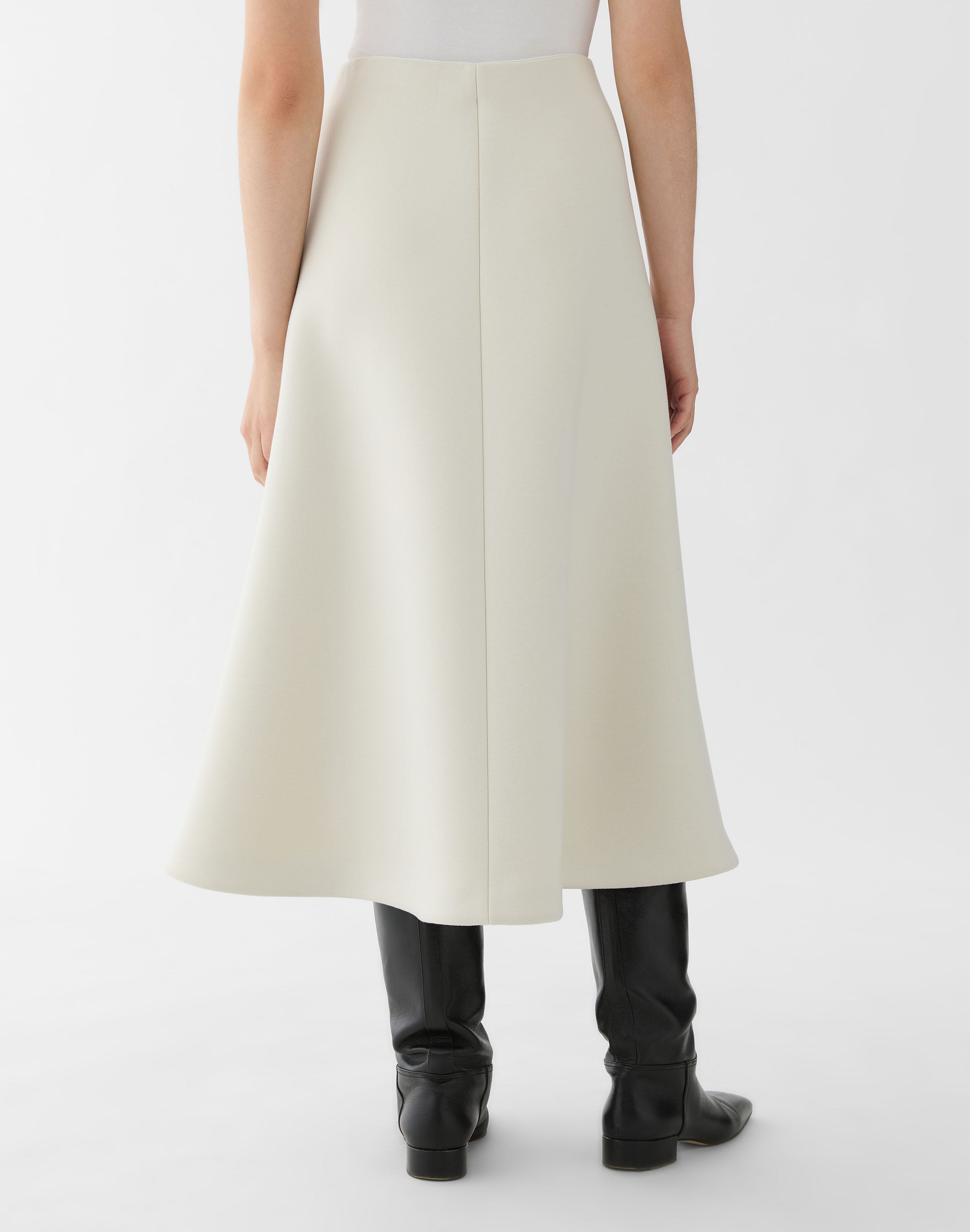 Structured Scuba Flared Midi Skirt