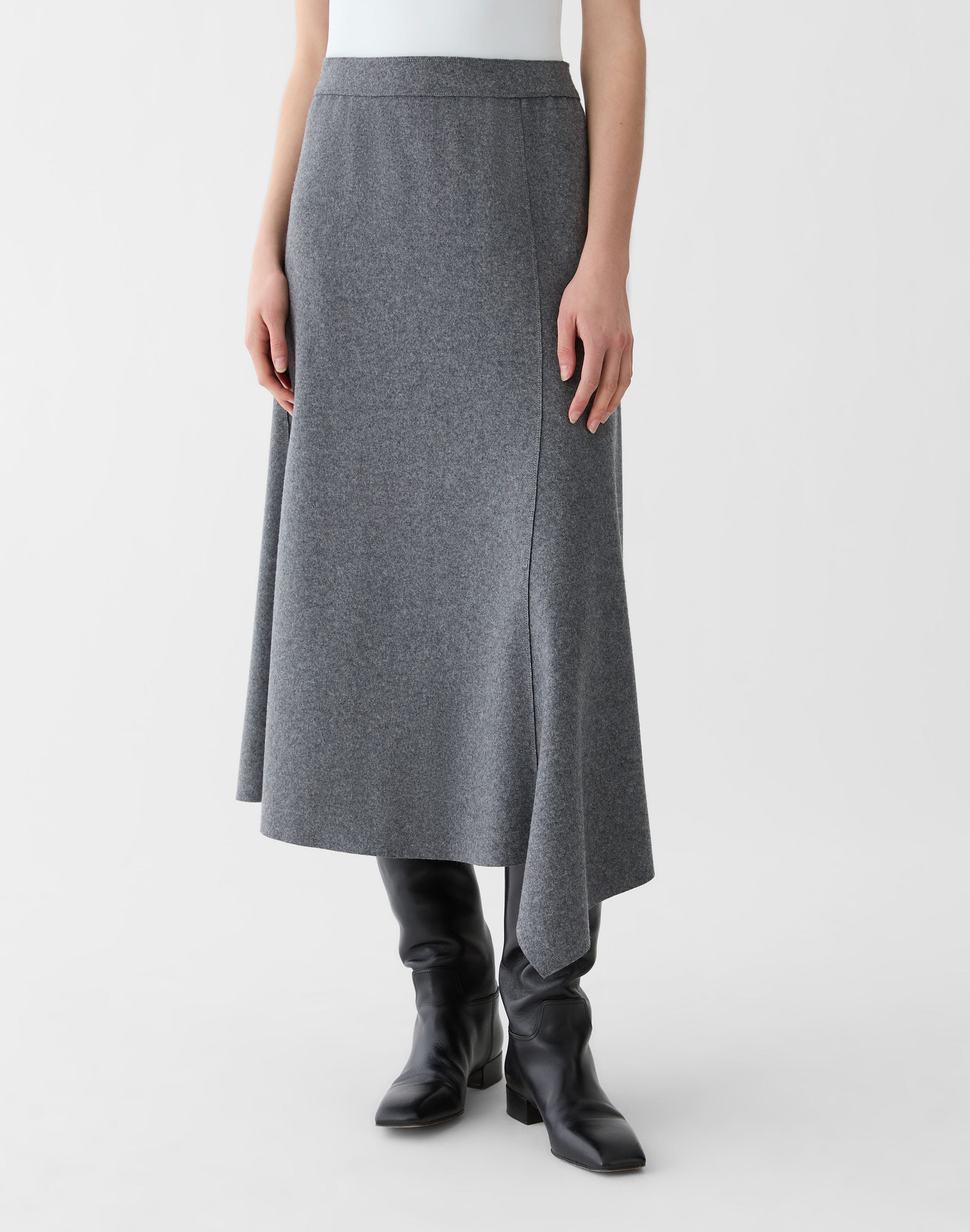Wool-Cashmere Double Knit Reversible Skirt